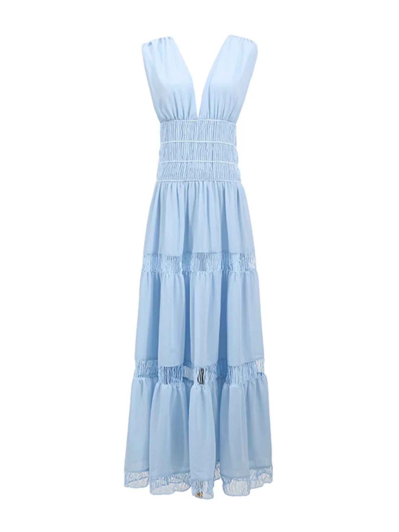 Tiered V-Neck Sleeveless Maxi Dress - Image 10