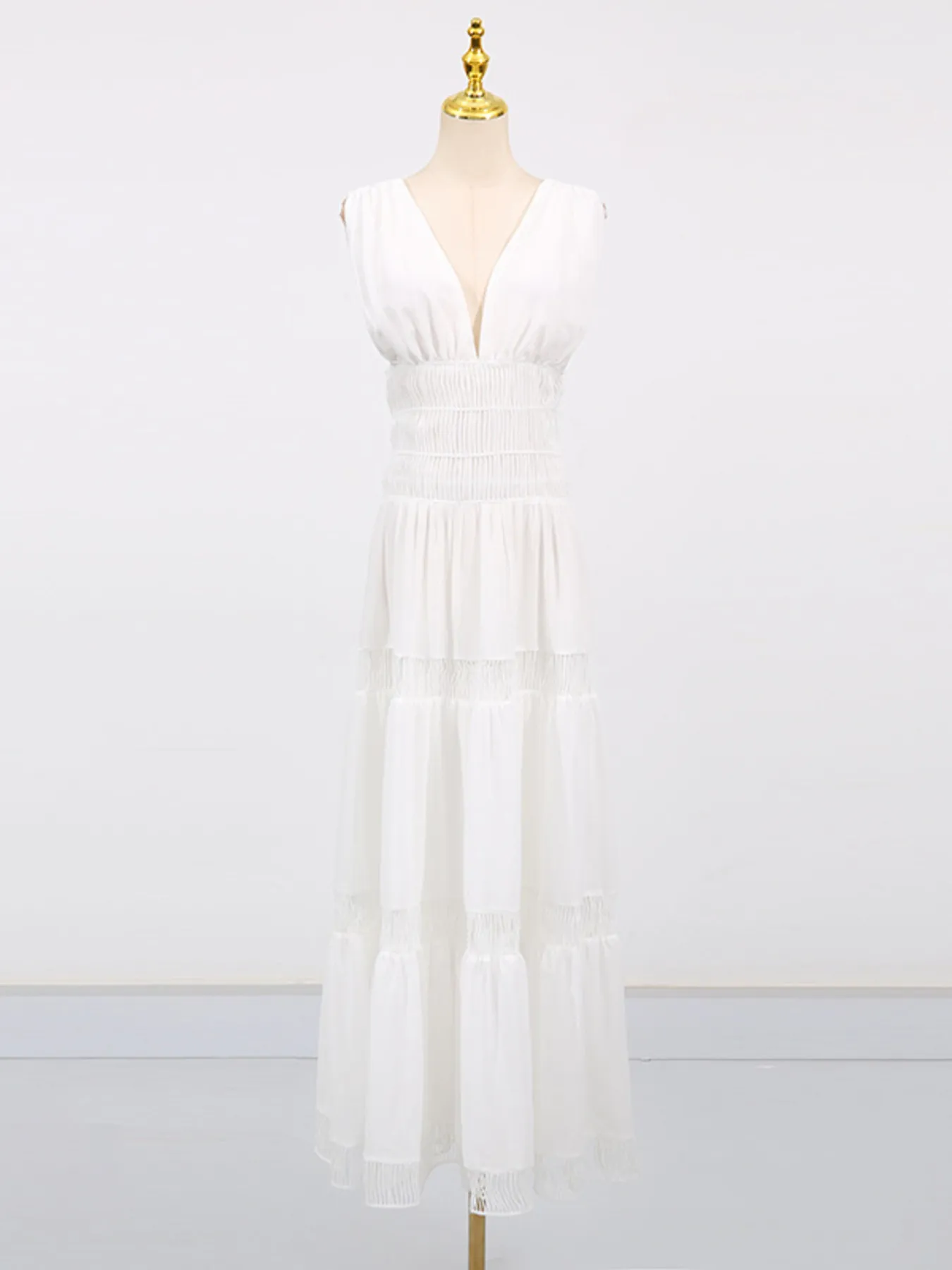 Tiered V-Neck Sleeveless Maxi Dress - Image 5