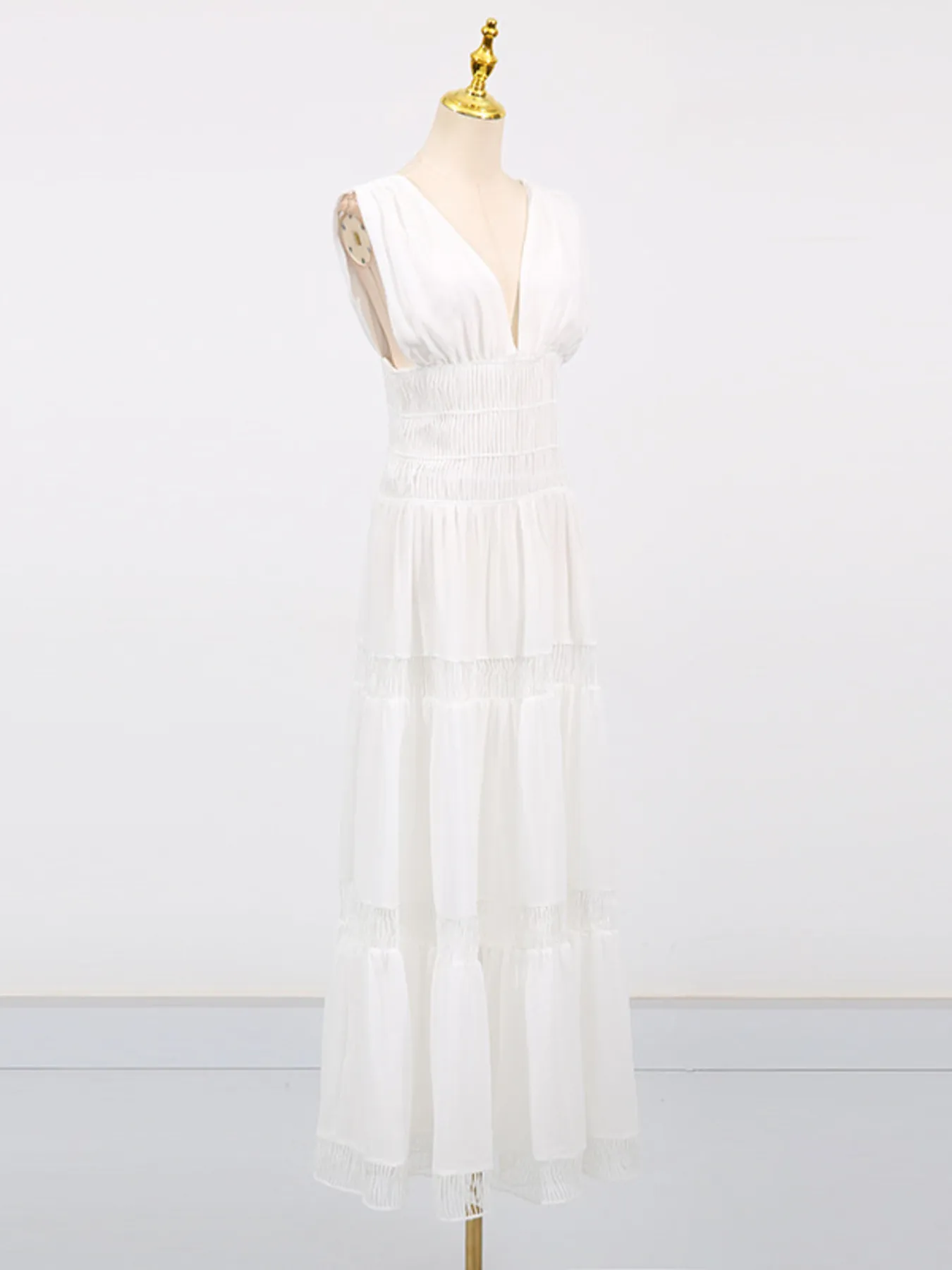Tiered V-Neck Sleeveless Maxi Dress - Image 6