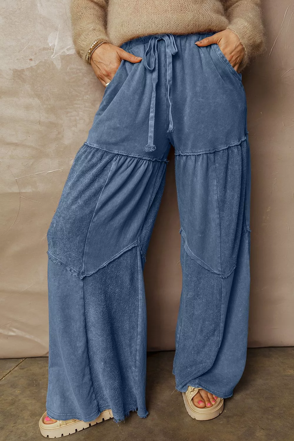 Tiered Wide Leg Washed Pants - Image 4