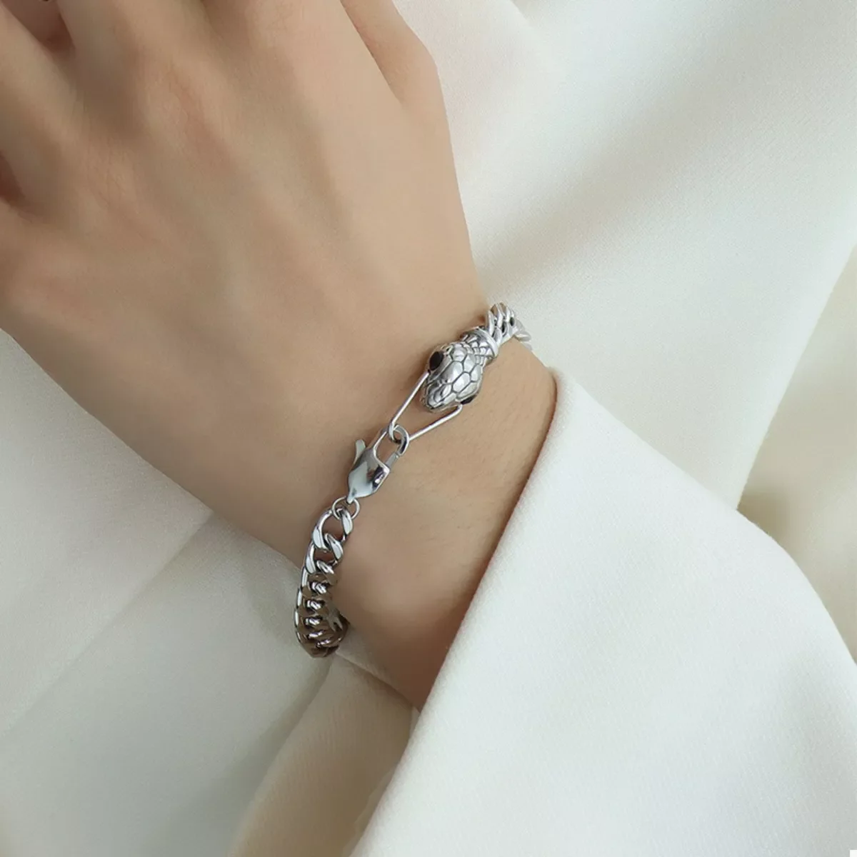 Titanium Steel Zircon Snake Bracelet - Image 6