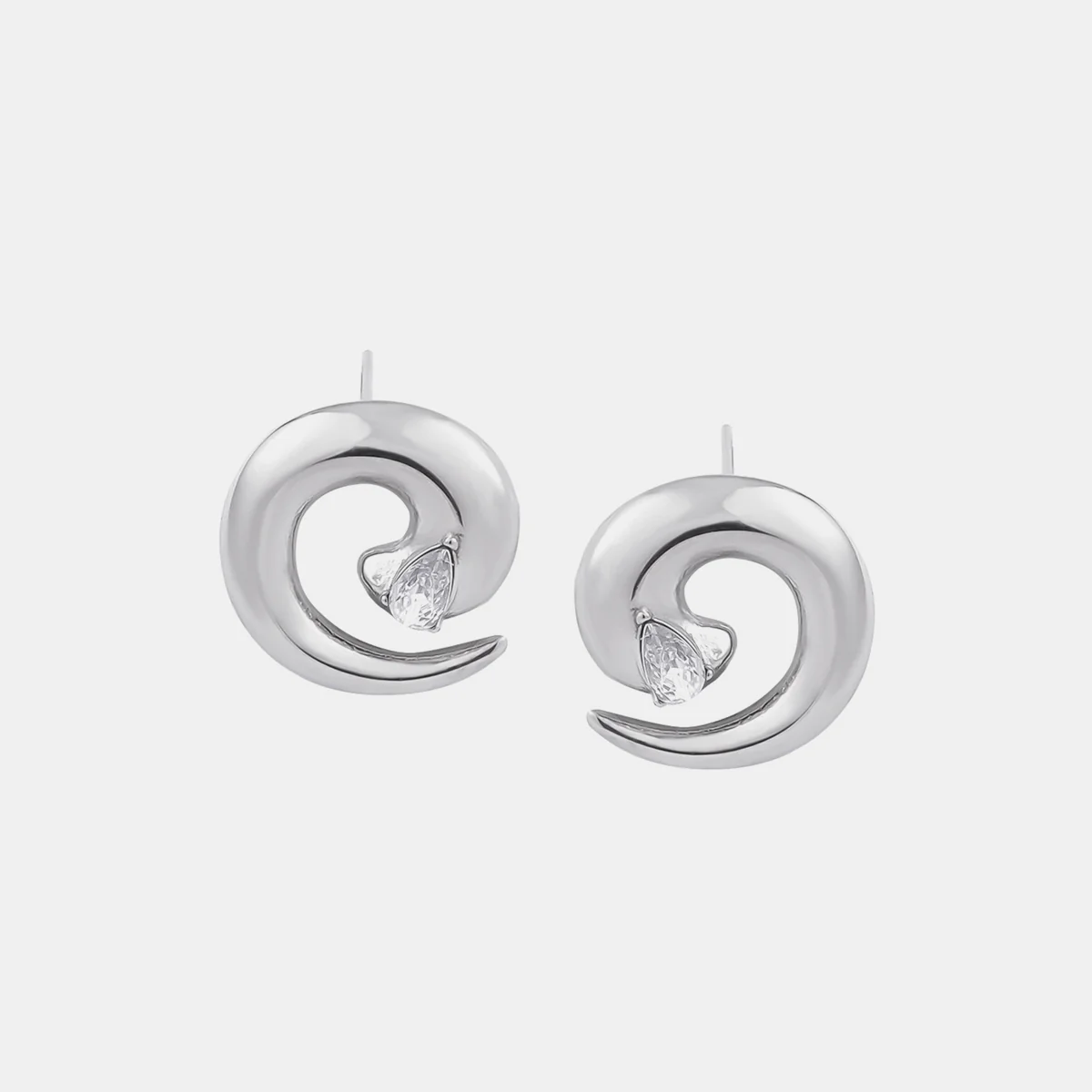 Titanium Steel Zircon Spiral Shape Earrings - Image 5