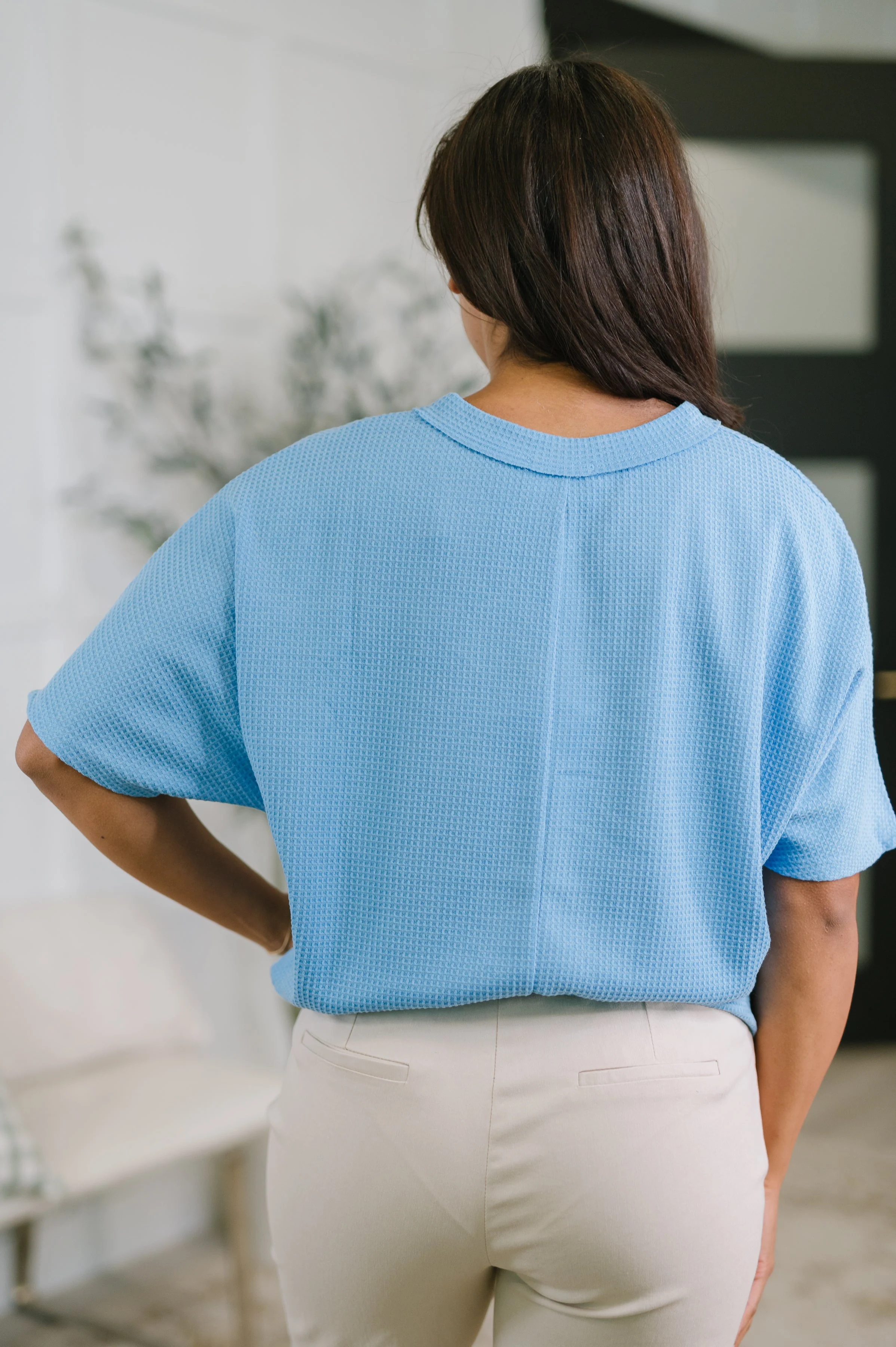 Together We're Unlimited Basic V-Neck Tee in Ocean Blue - Image 5