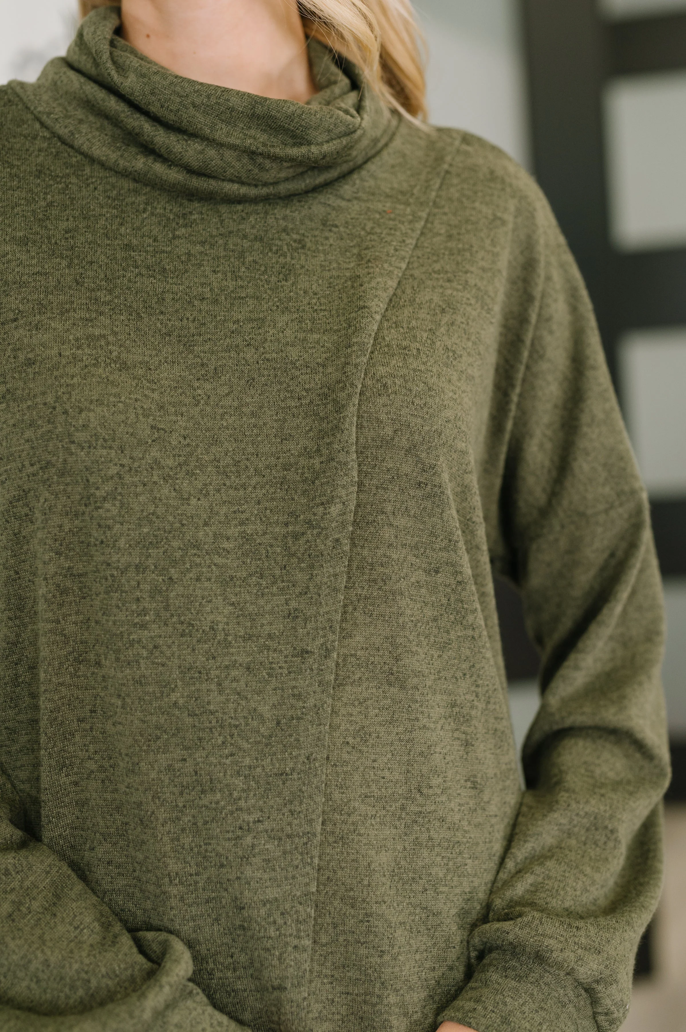 Travel City Scape Turtle Neck Tunic in Olive - Image 2