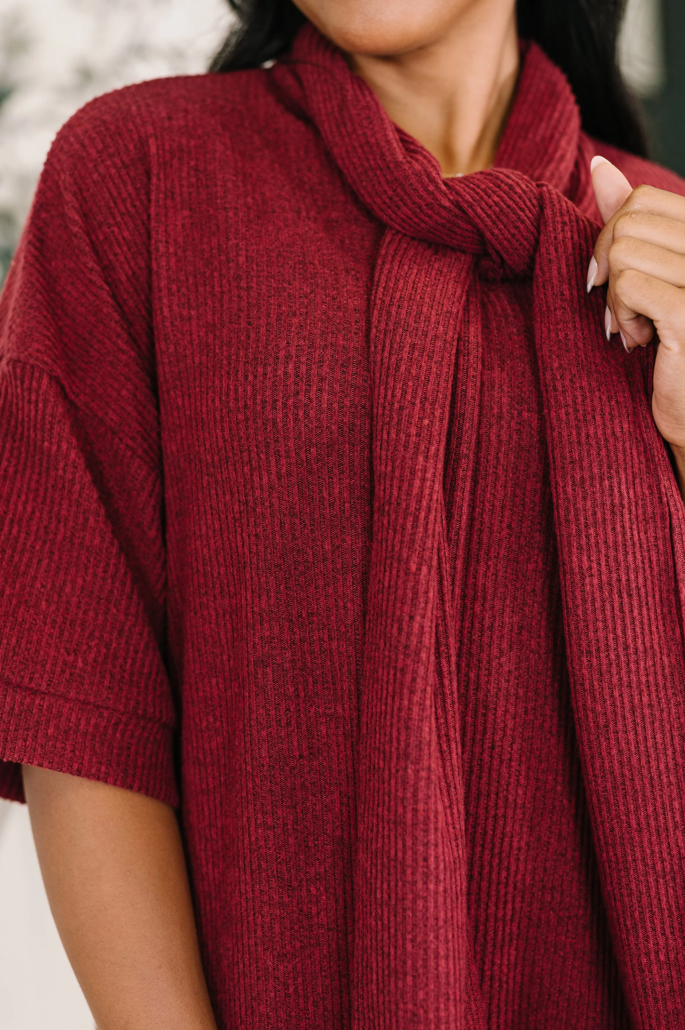 Travel Envy Ribbed Knit Dress in Wine - Image 2