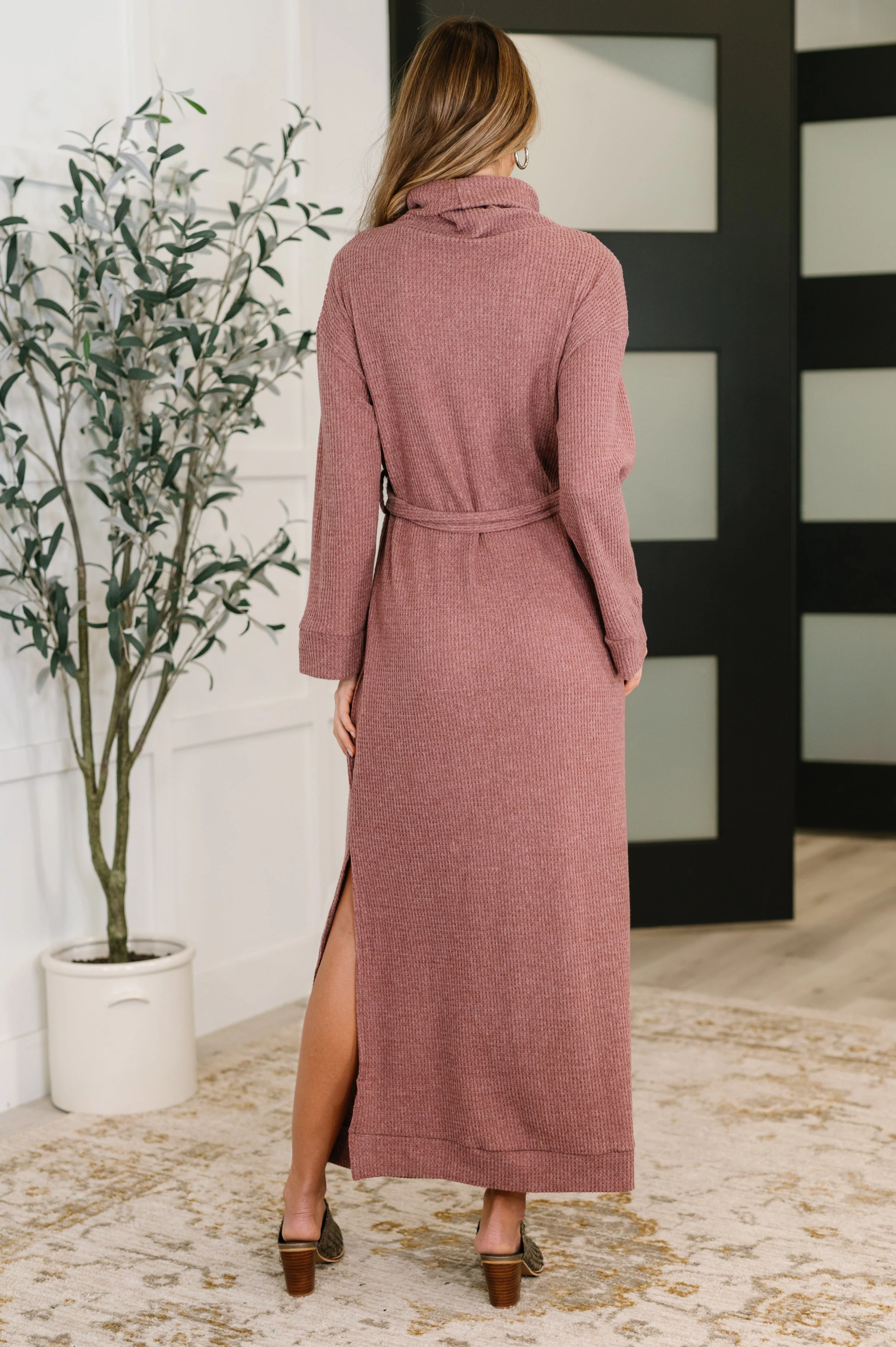 Travel Plush Knit Dress in Autumn Berry - Image 4