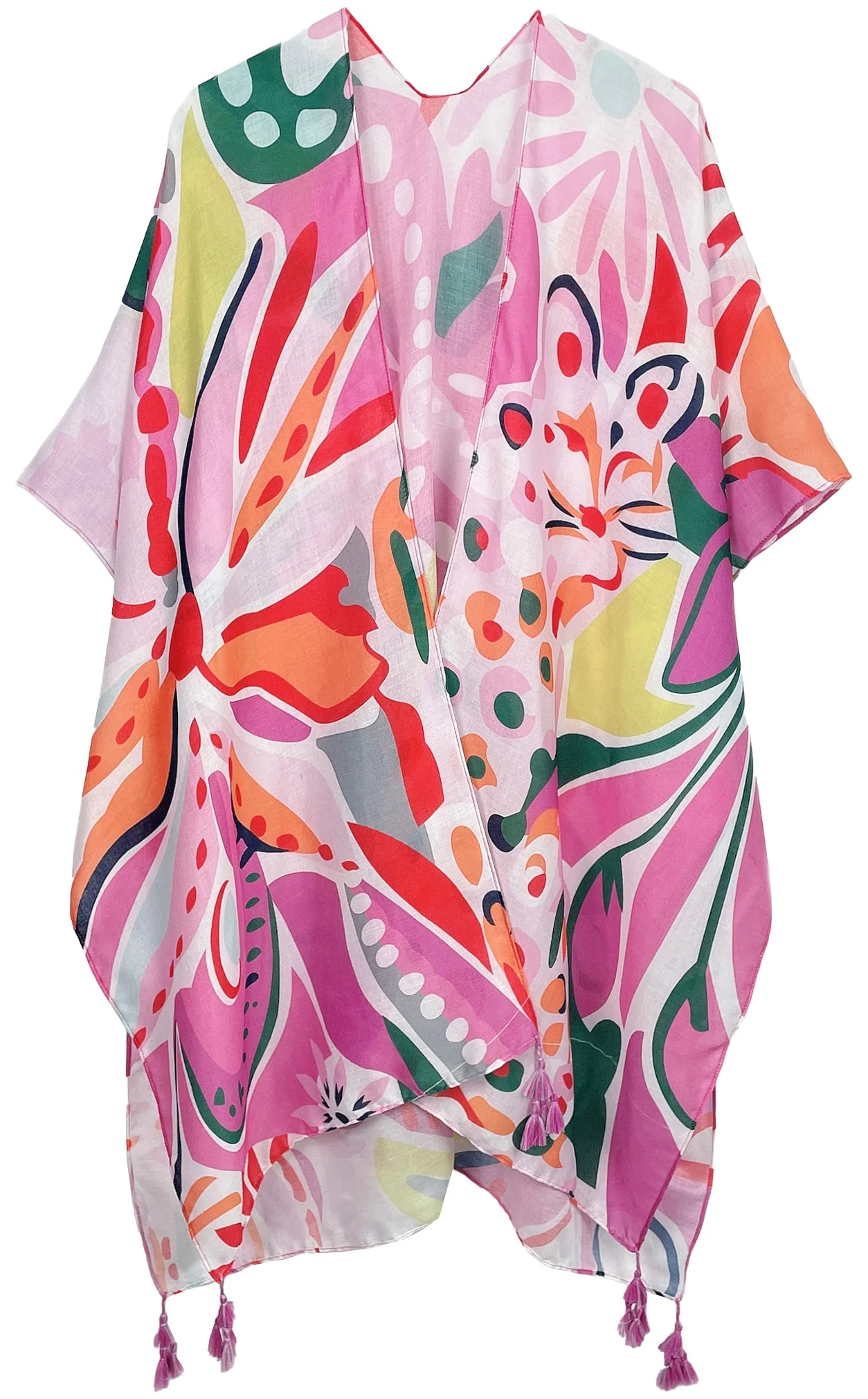 Tropical Floral Print Kimono - Image 4
