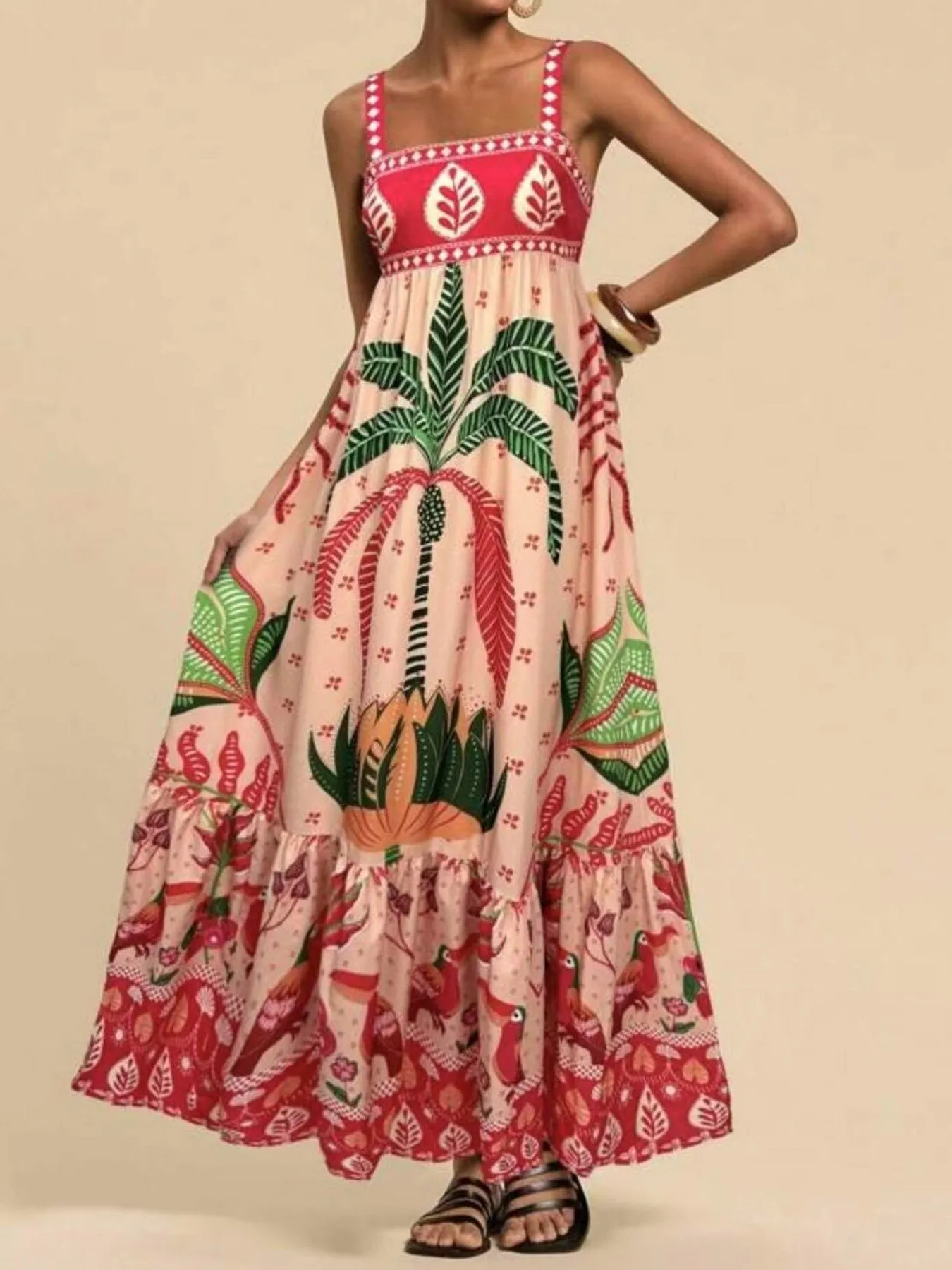 Tropical Print Maxi Cami Dress - Image 4