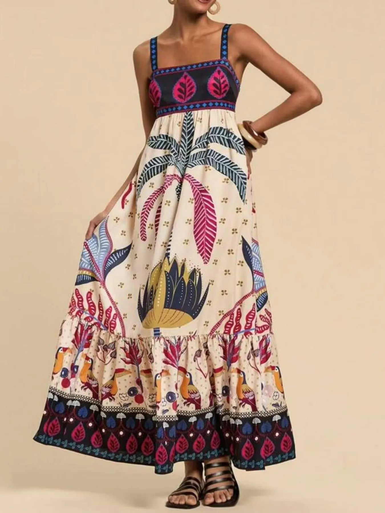 Tropical Print Maxi Cami Dress - Image 7
