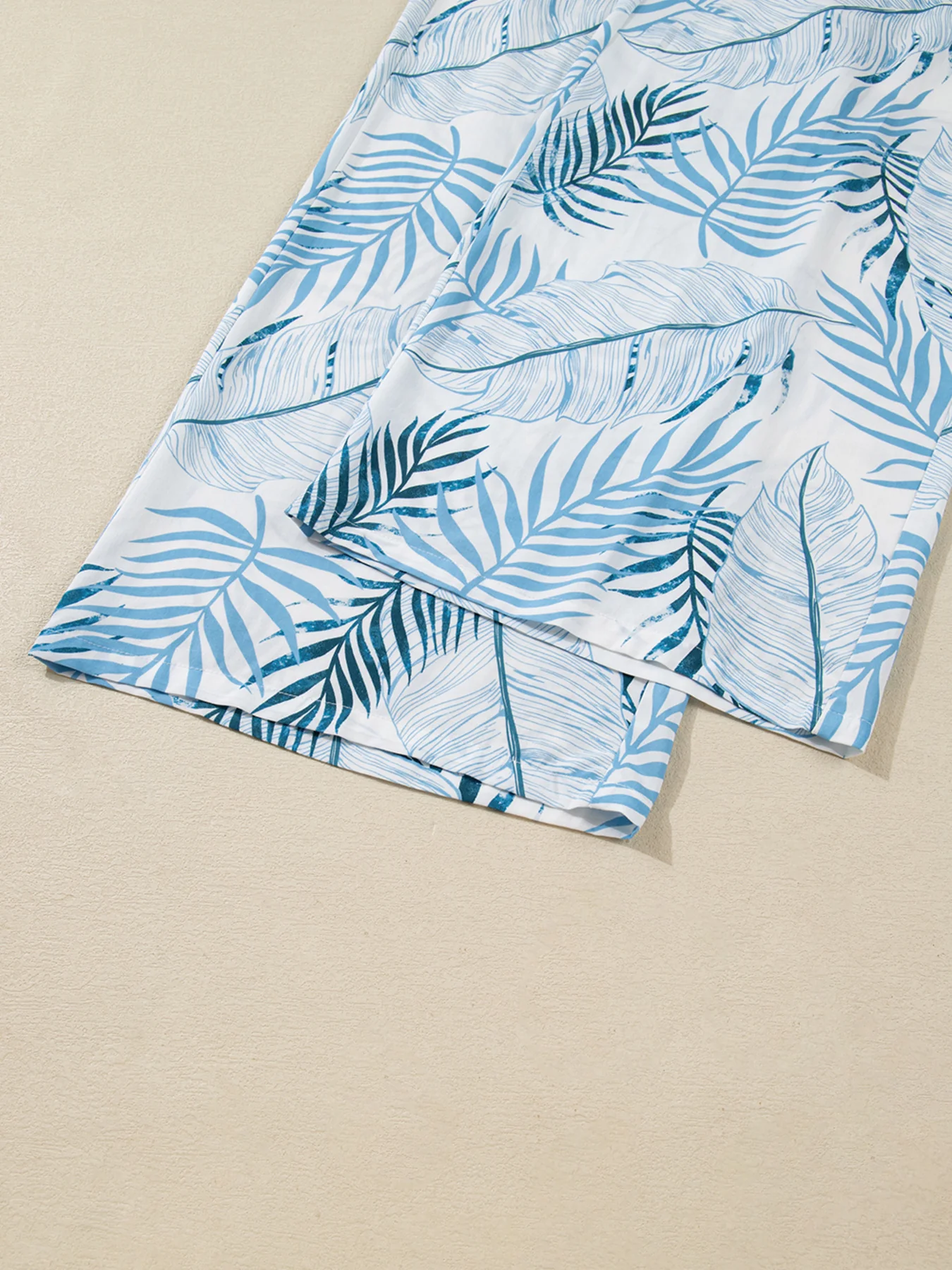 Tropical Print Shirred Waistband Wide Leg Pants - Image 13