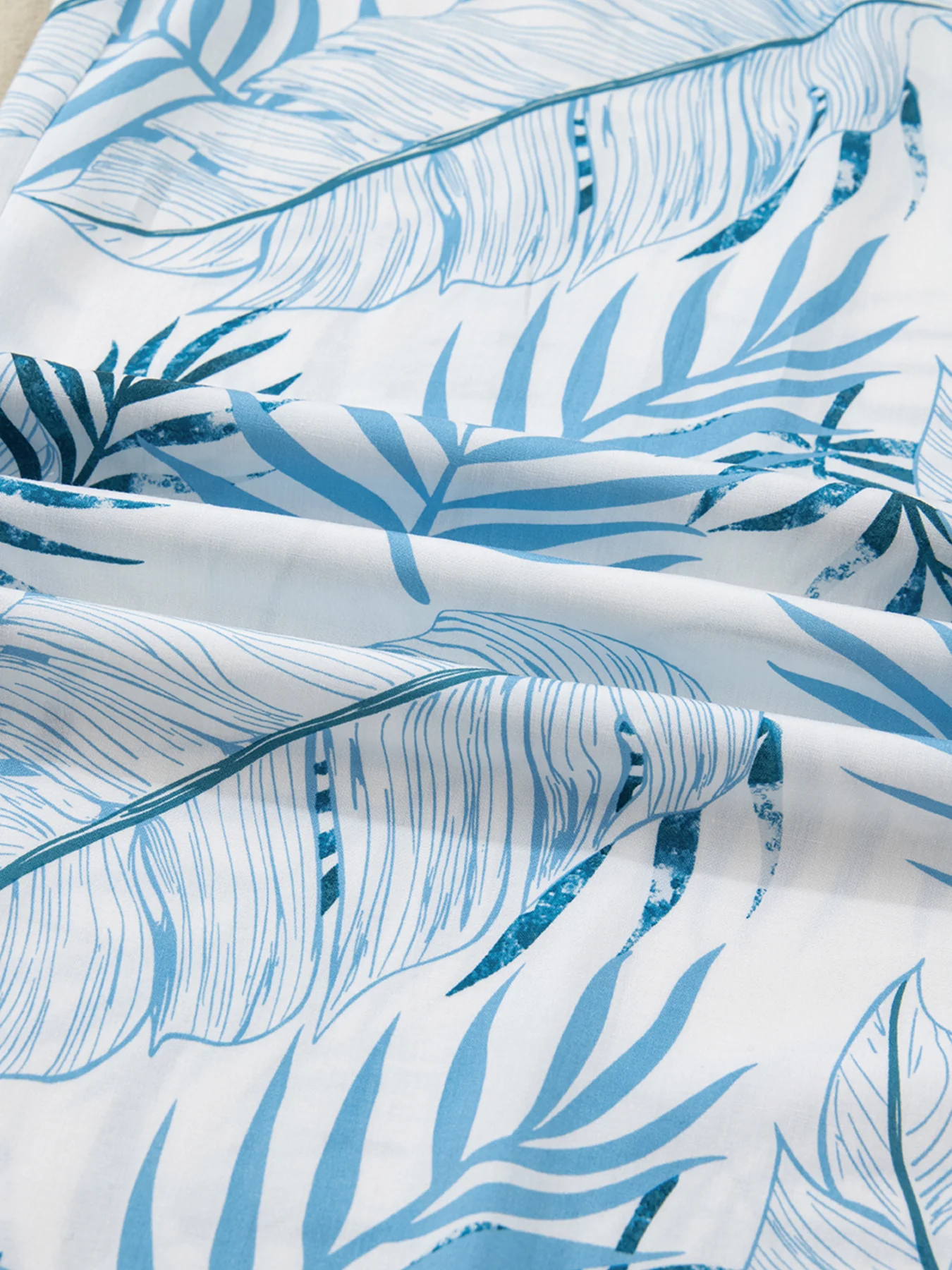 Tropical Print Shirred Waistband Wide Leg Pants - Image 14