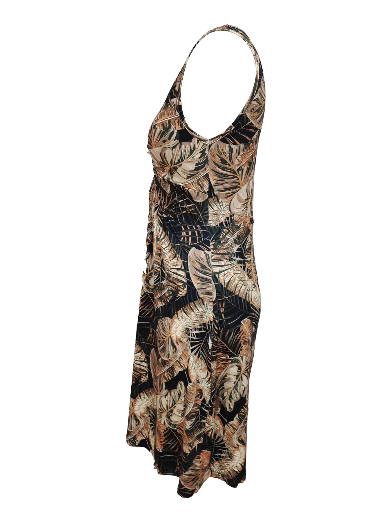 Tropical Print V-Neck Sleeveless Summer Dress - Image 14
