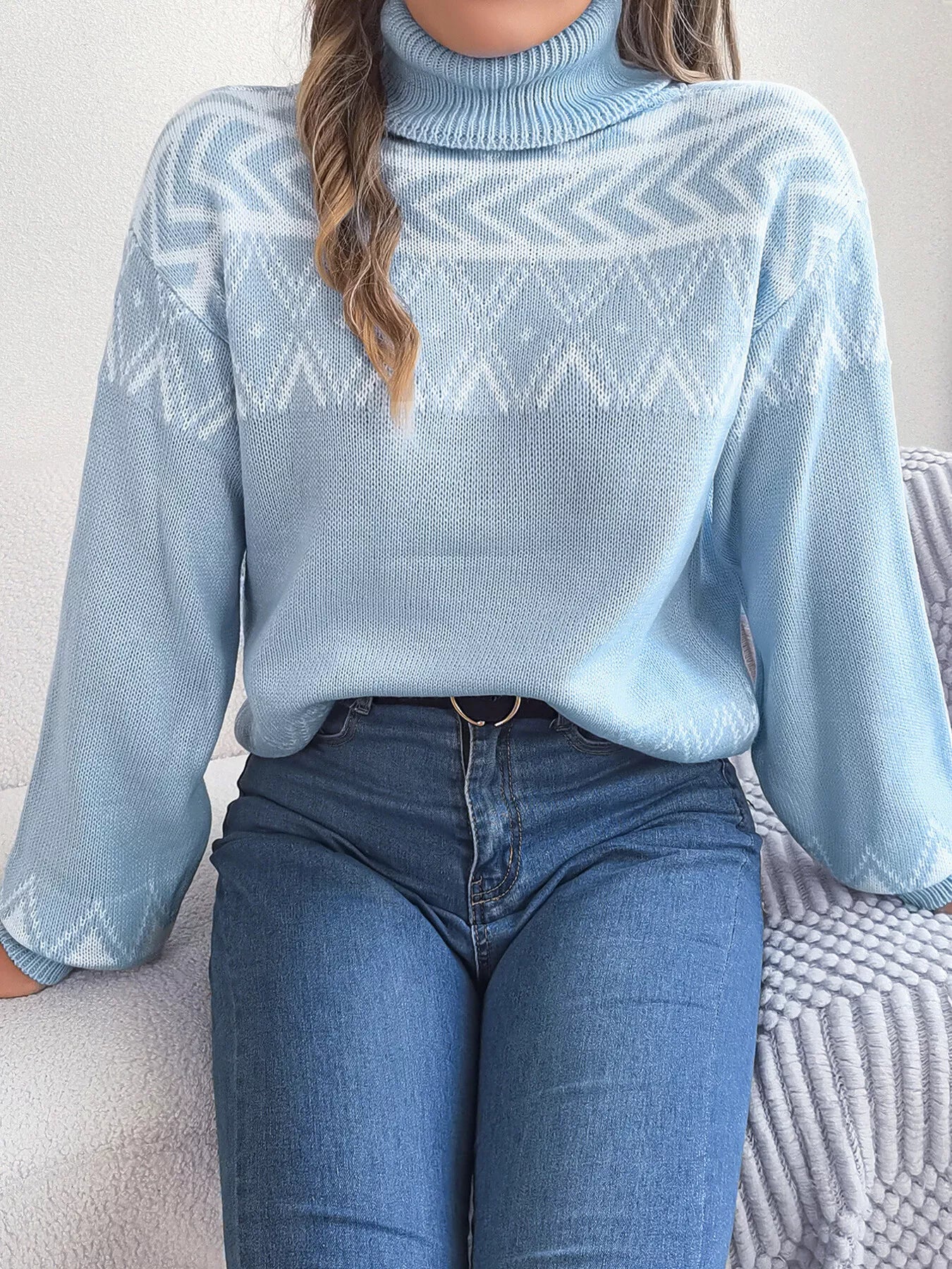 Turtleneck Dropped Shoulder Sweater - Image 11