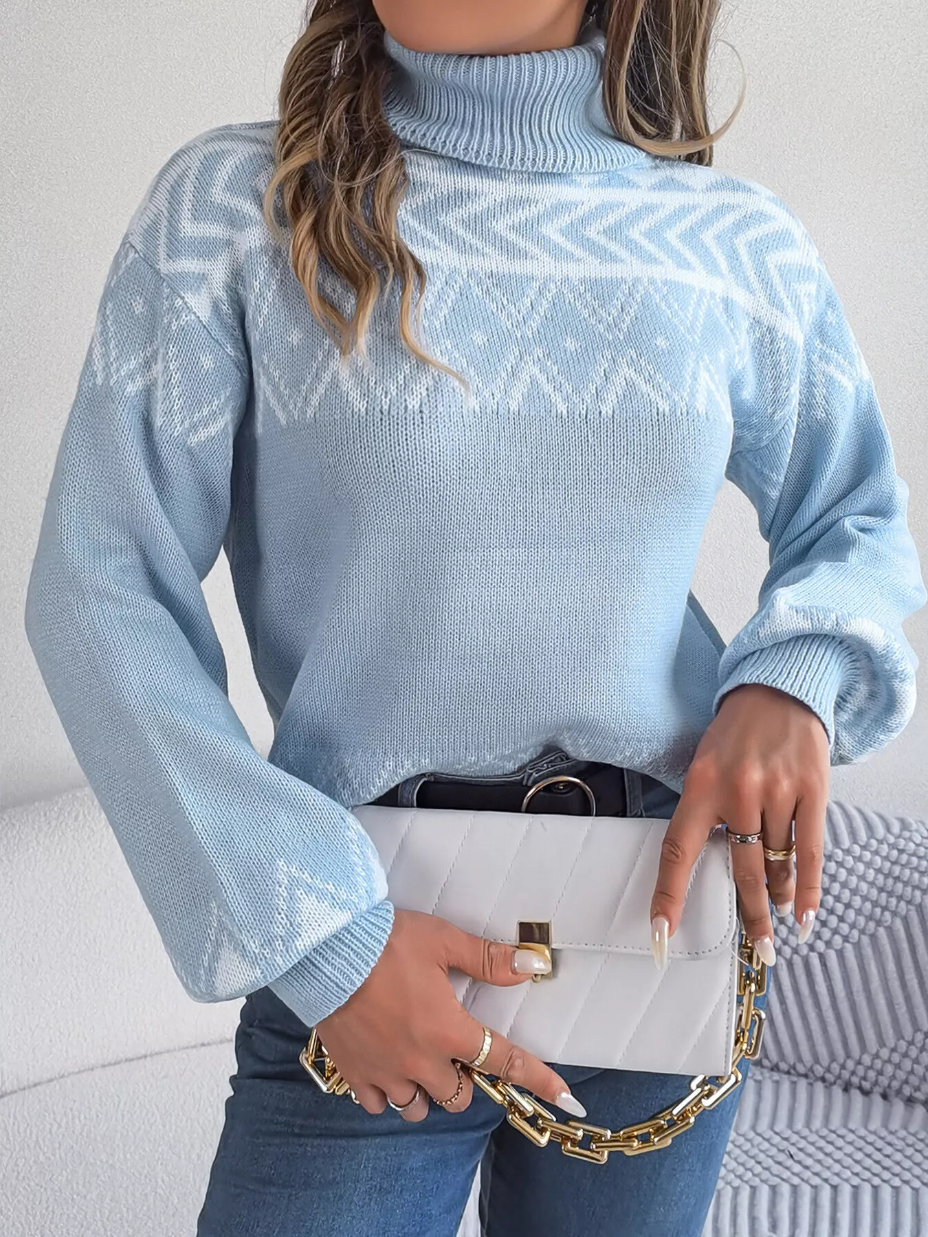 Turtleneck Dropped Shoulder Sweater - Image 12