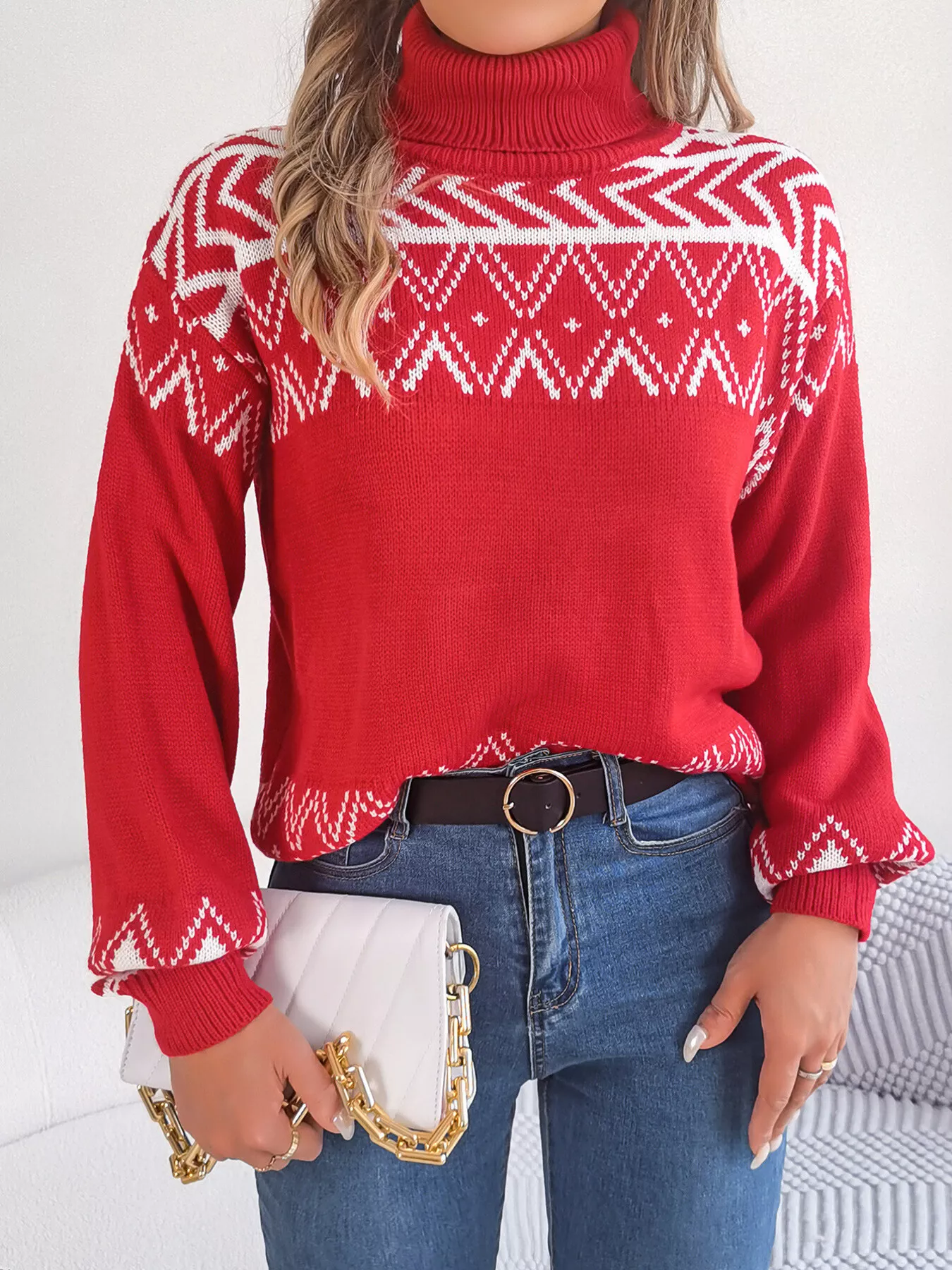 Turtleneck Dropped Shoulder Sweater - Image 14