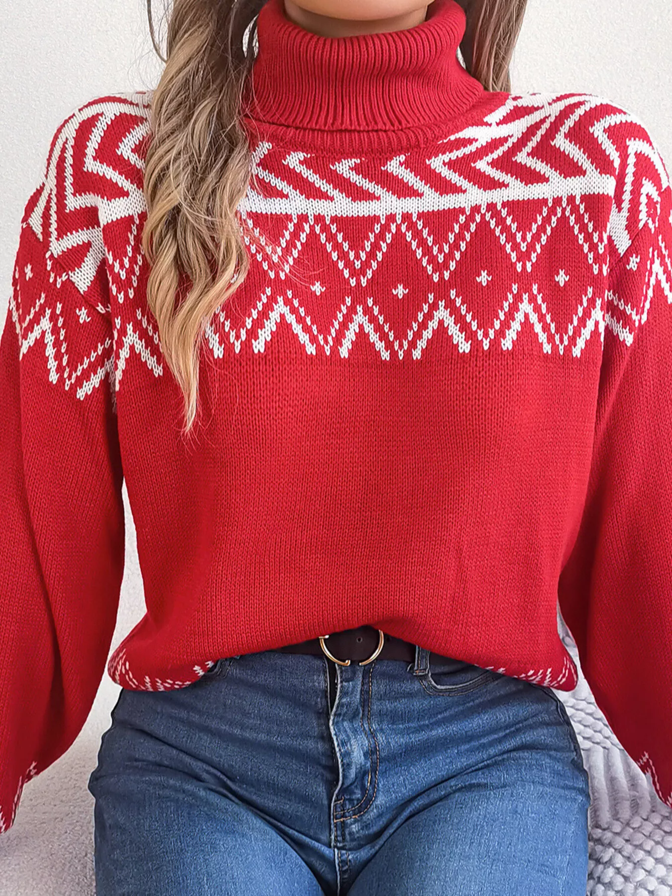 Turtleneck Dropped Shoulder Sweater - Image 16