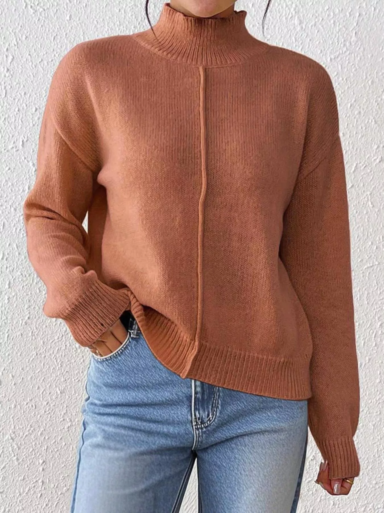 Turtleneck Dropped Shoulder Sweater - Image 12