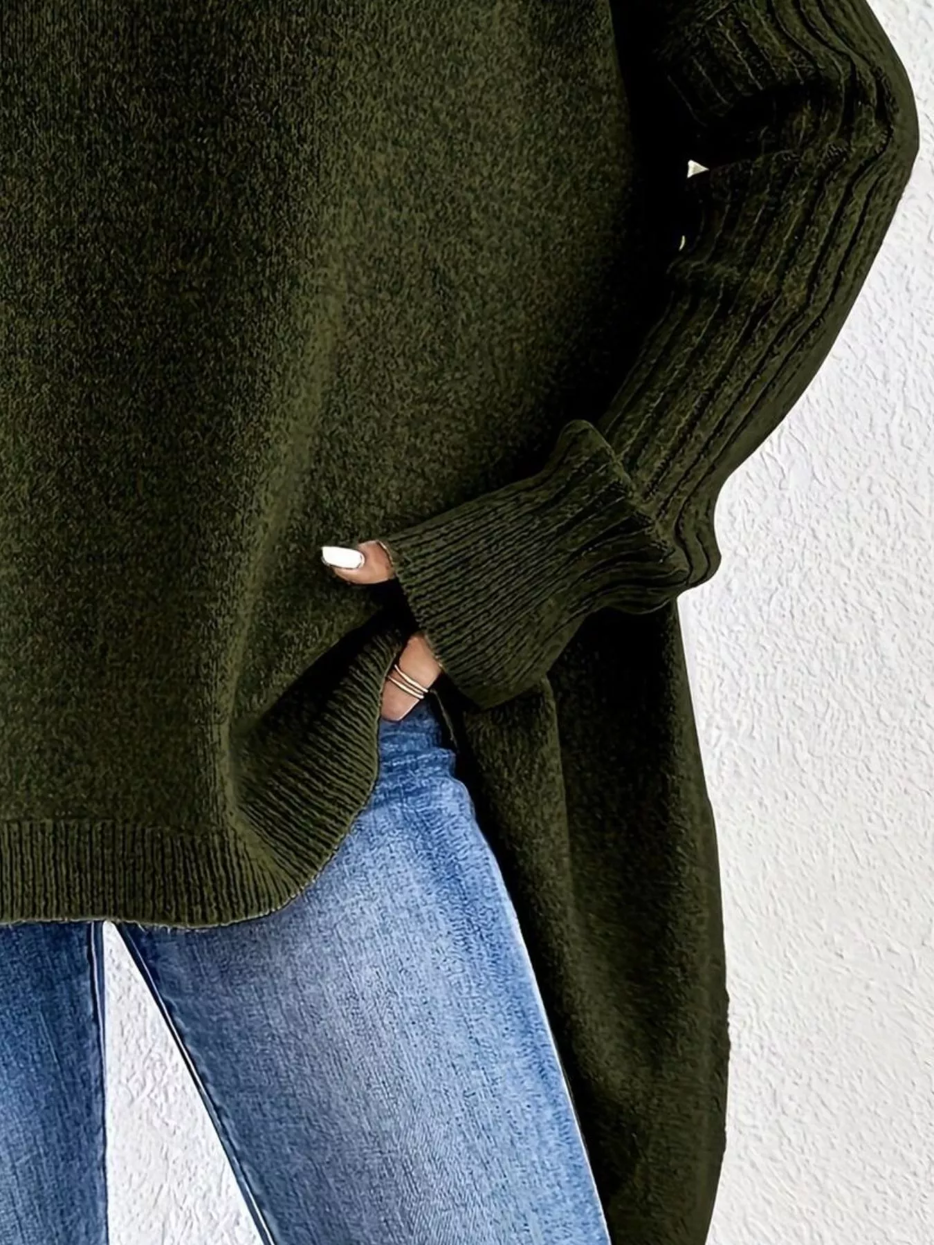 Turtleneck Dropped Shoulder Sweater - Image 5