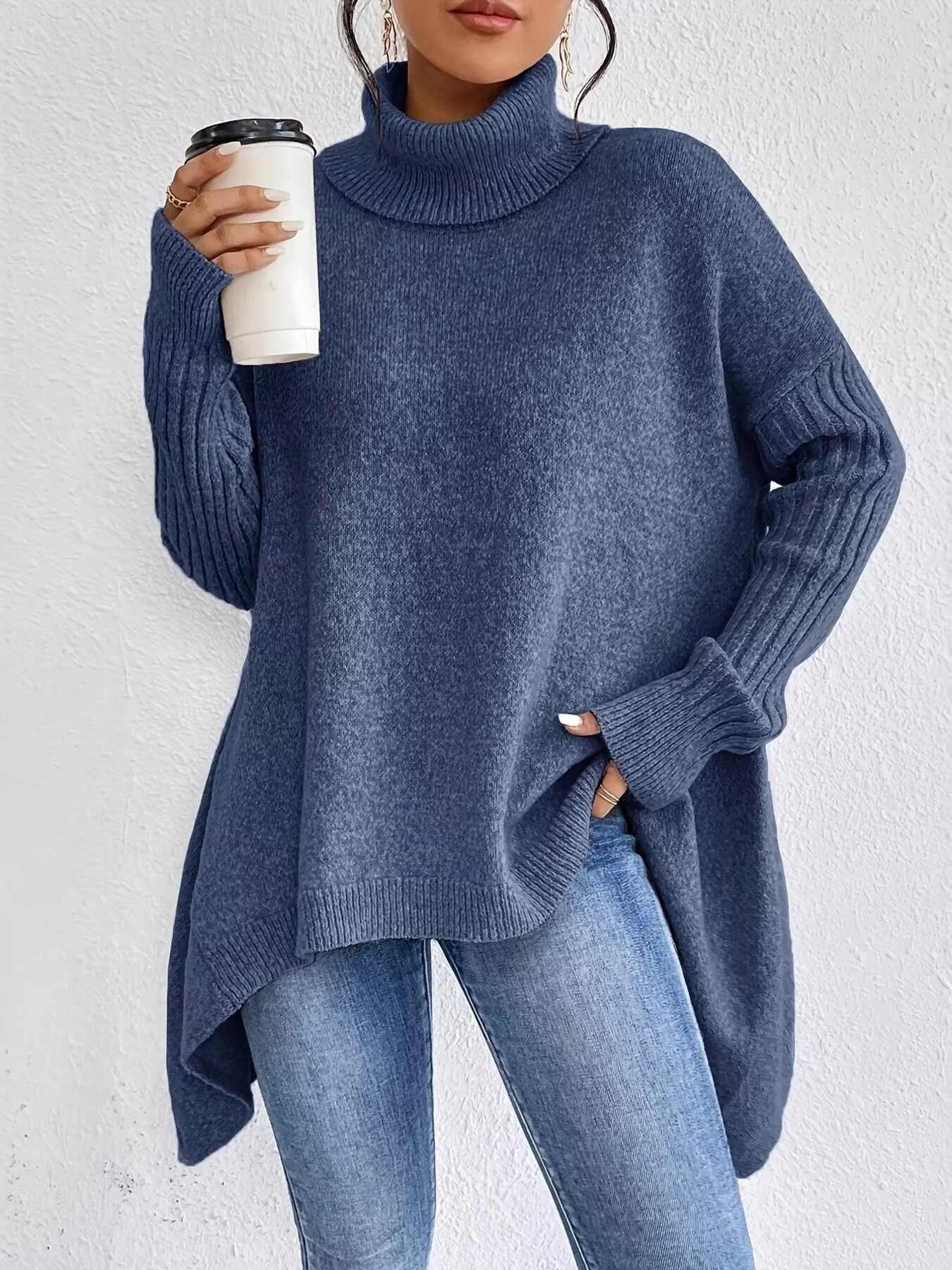 Turtleneck Dropped Shoulder Sweater - Image 8