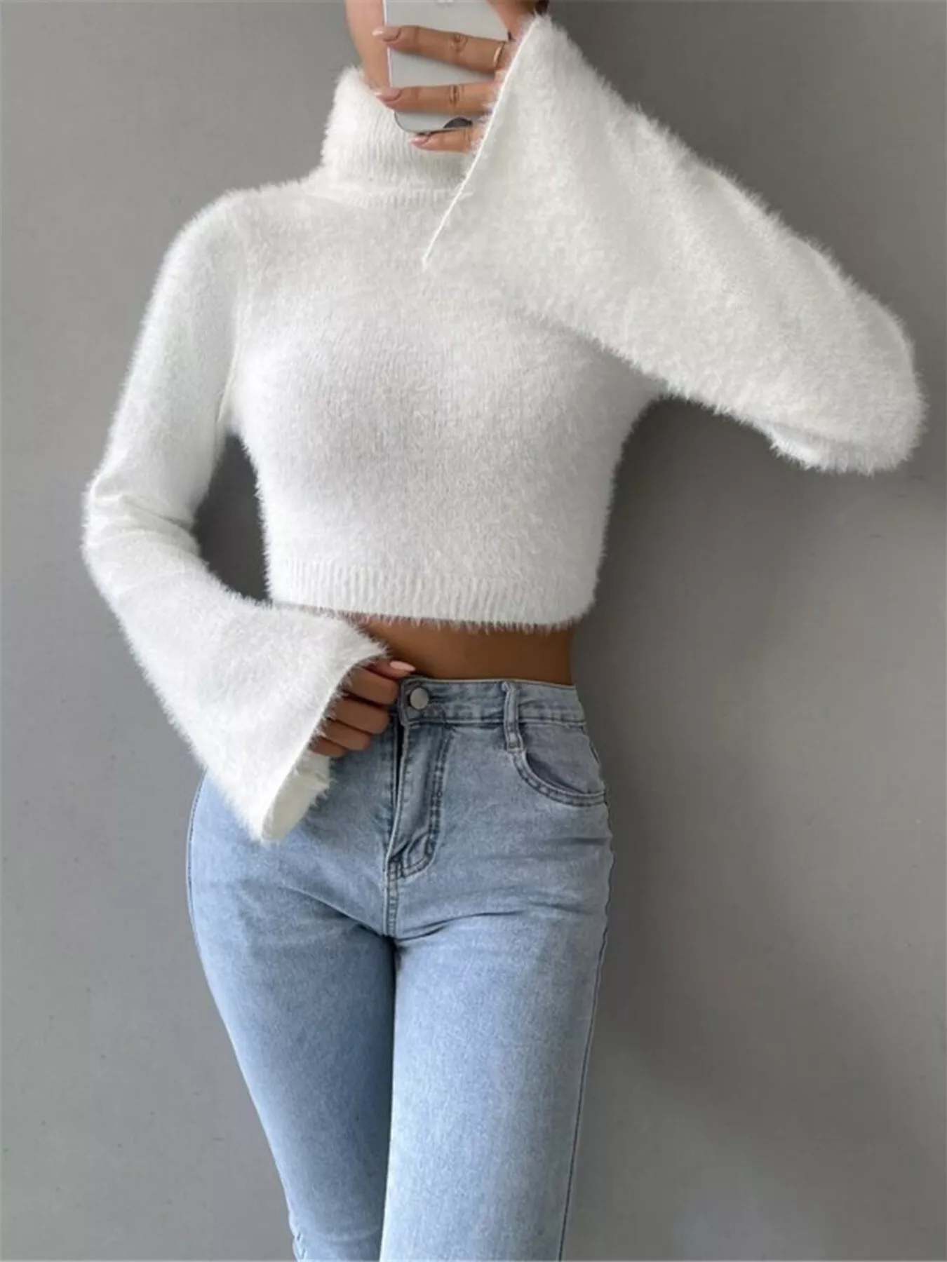 Turtleneck Flare Sleeve Sweater - Image 4