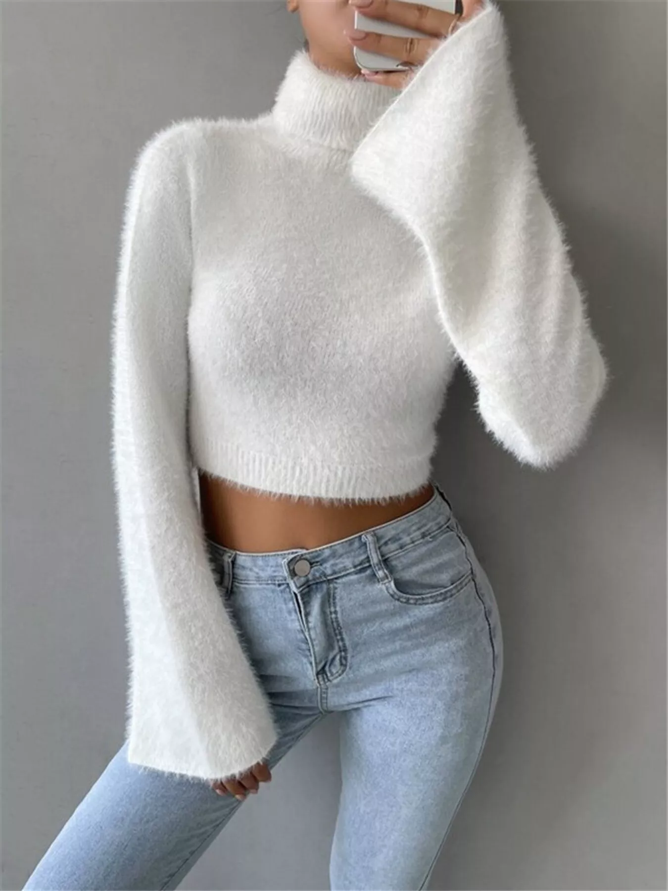 Turtleneck Flare Sleeve Sweater - Image 5