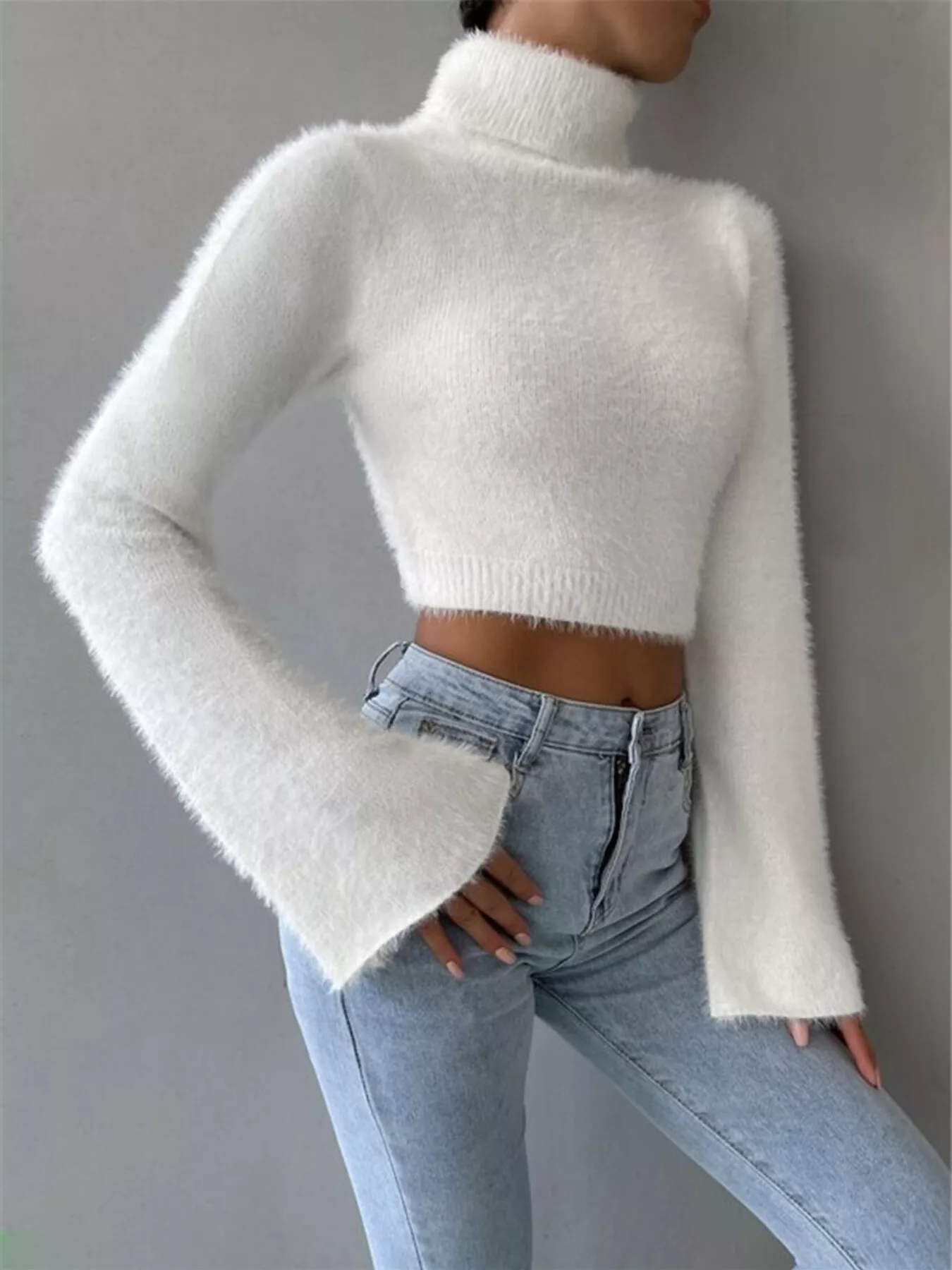 Turtleneck Flare Sleeve Sweater - Image 7