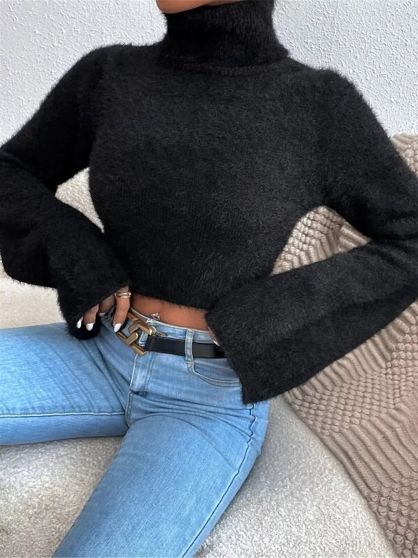 Turtleneck Flare Sleeve Sweater - Image 9