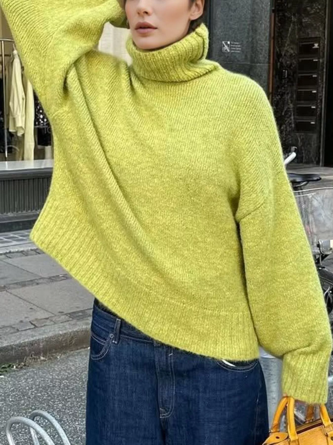 Turtleneck Knit Dropped Shoulder Sweater - Image 2