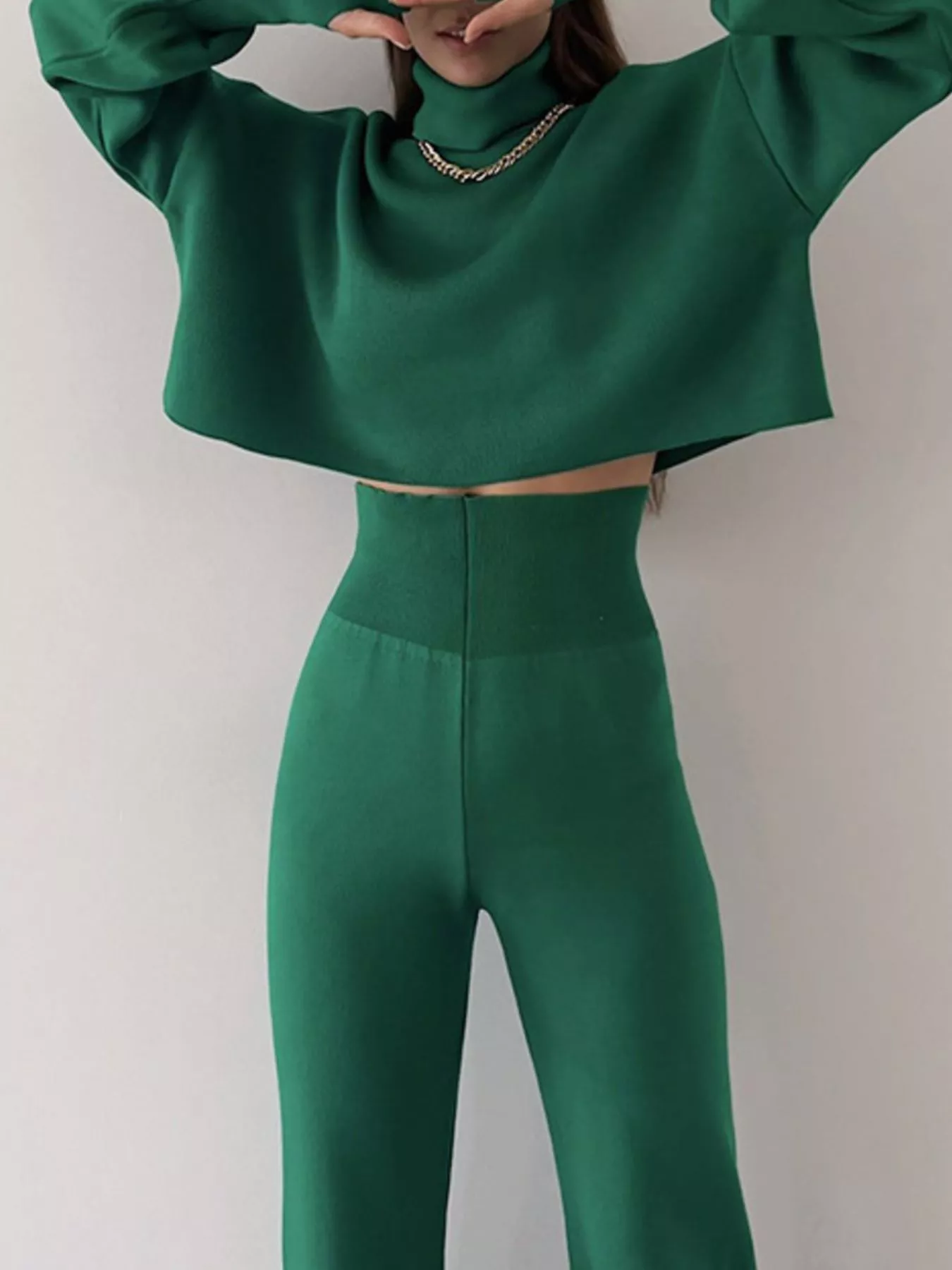 Turtleneck Long Sleeve Top & Pants Set - Image 11