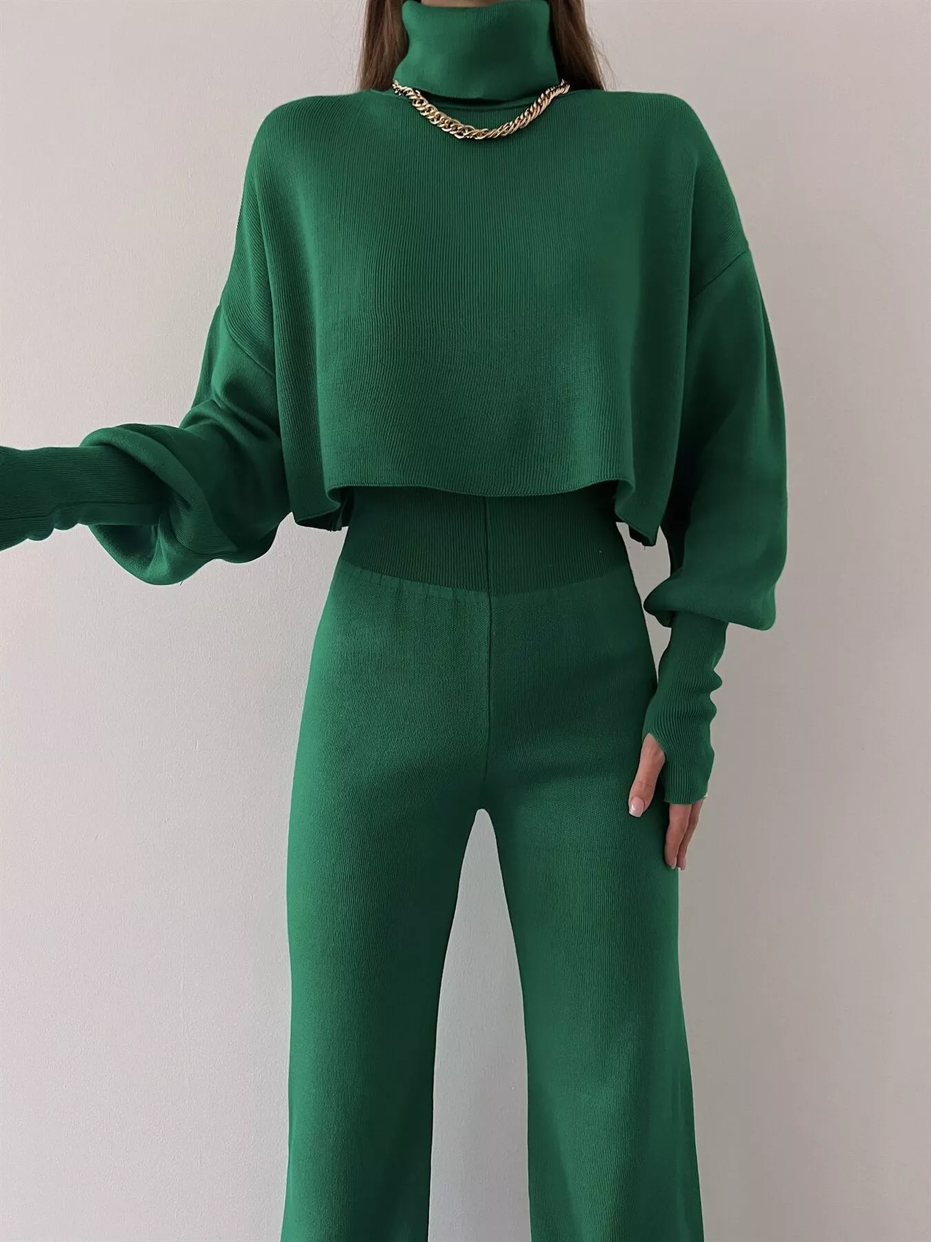 Turtleneck Long Sleeve Top & Pants Set - Image 13