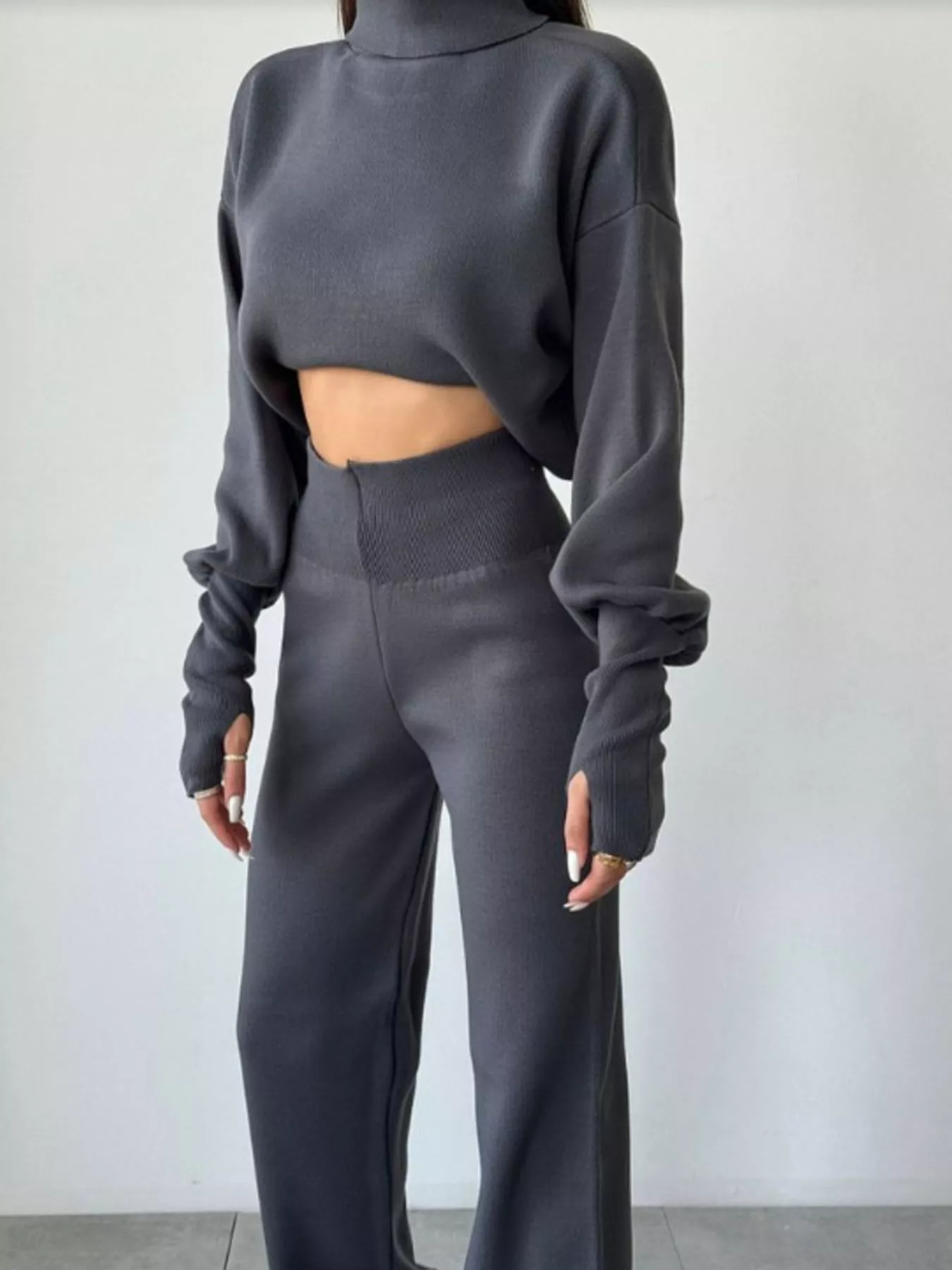 Turtleneck Long Sleeve Top & Pants Set - Image 27