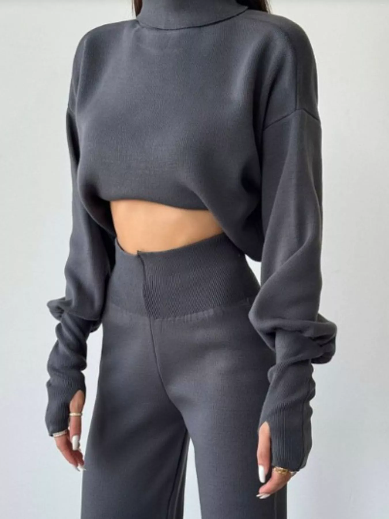 Turtleneck Long Sleeve Top & Pants Set - Image 28