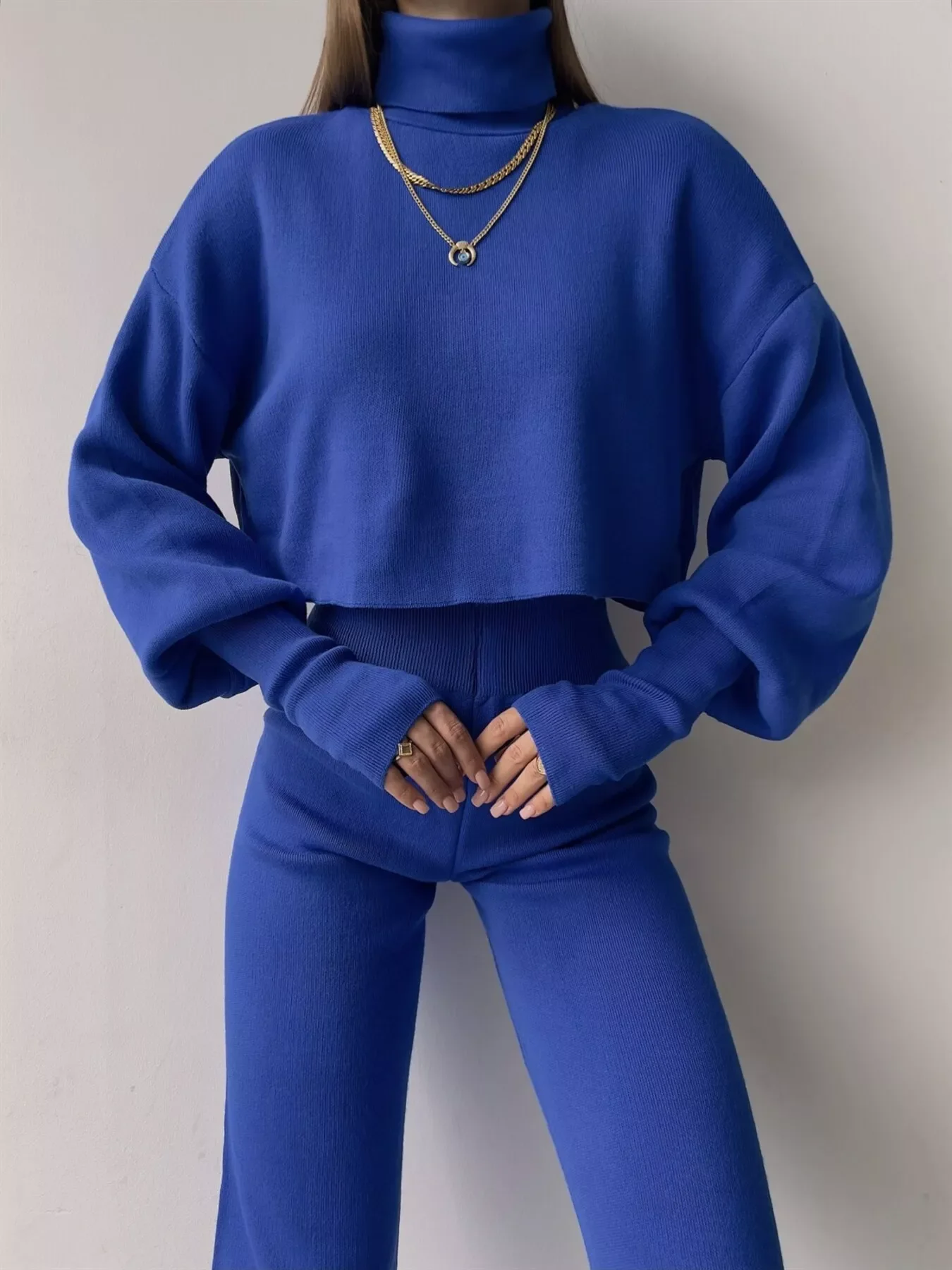 Turtleneck Long Sleeve Top & Pants Set - Image 4