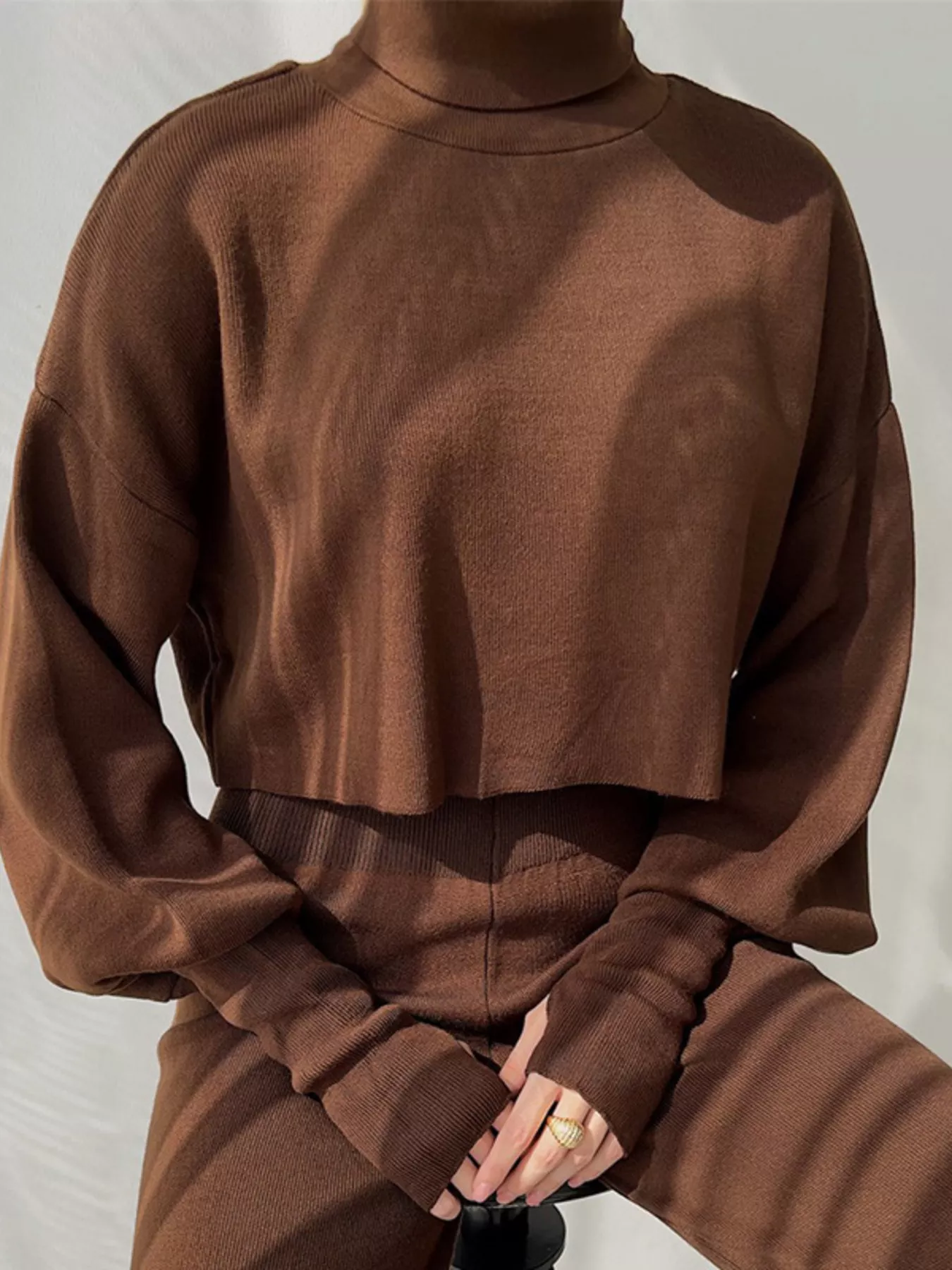 Turtleneck Long Sleeve Top & Pants Set - Image 9