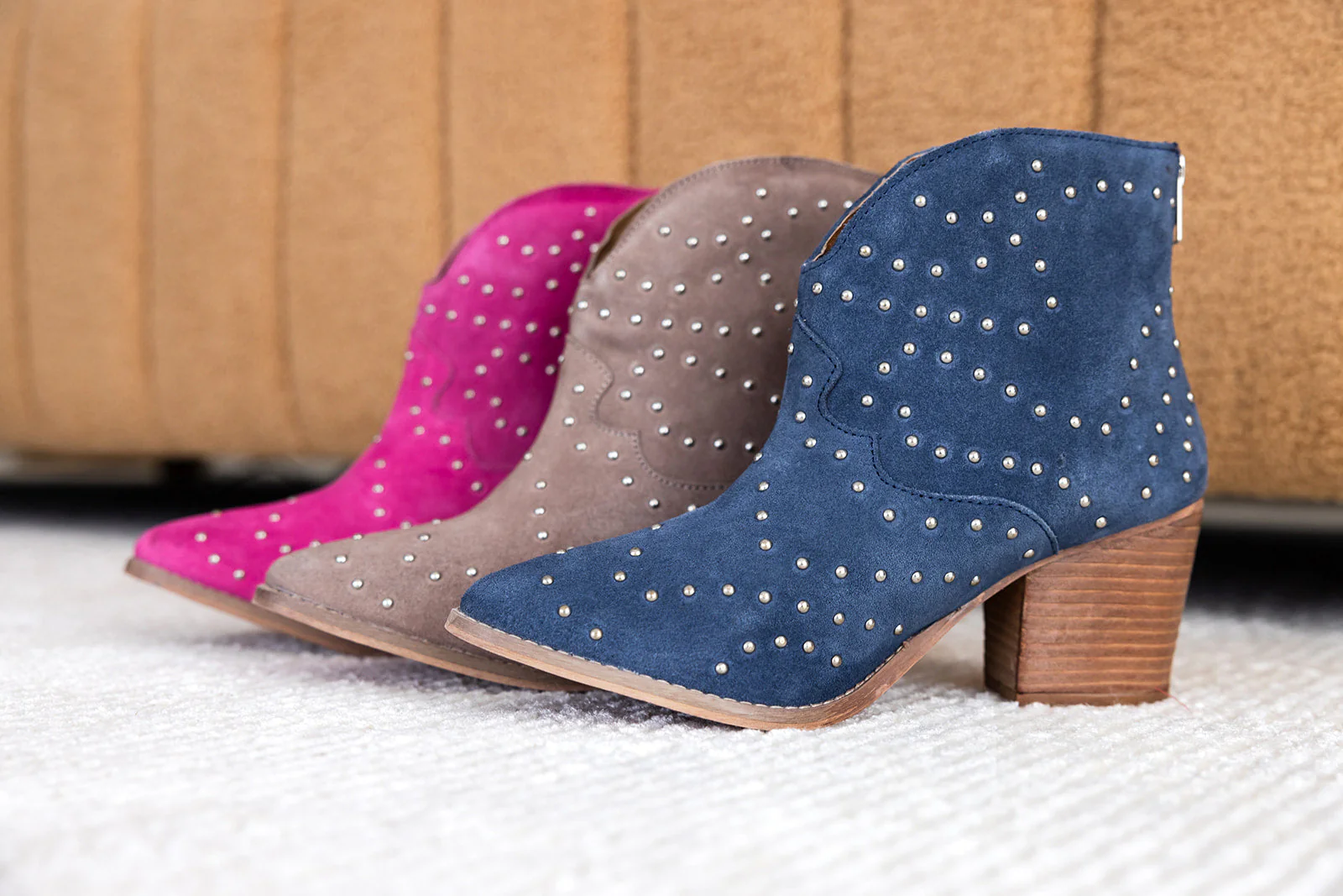 Twilight Studded Heeled Ankle Boot in Magenta - Image 3