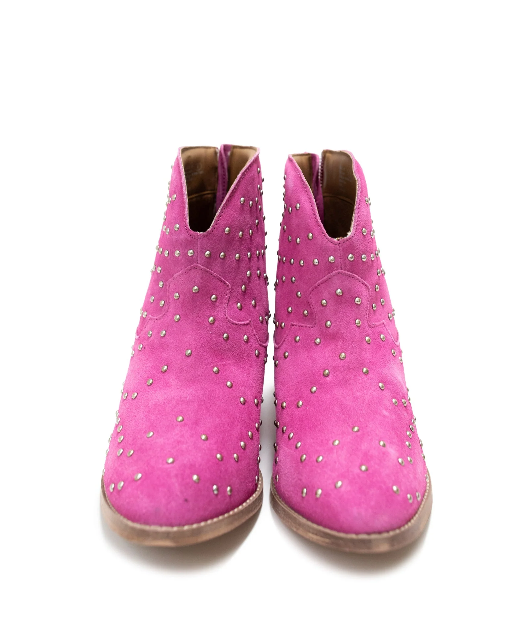 Twilight Studded Heeled Ankle Boot in Magenta - Image 9