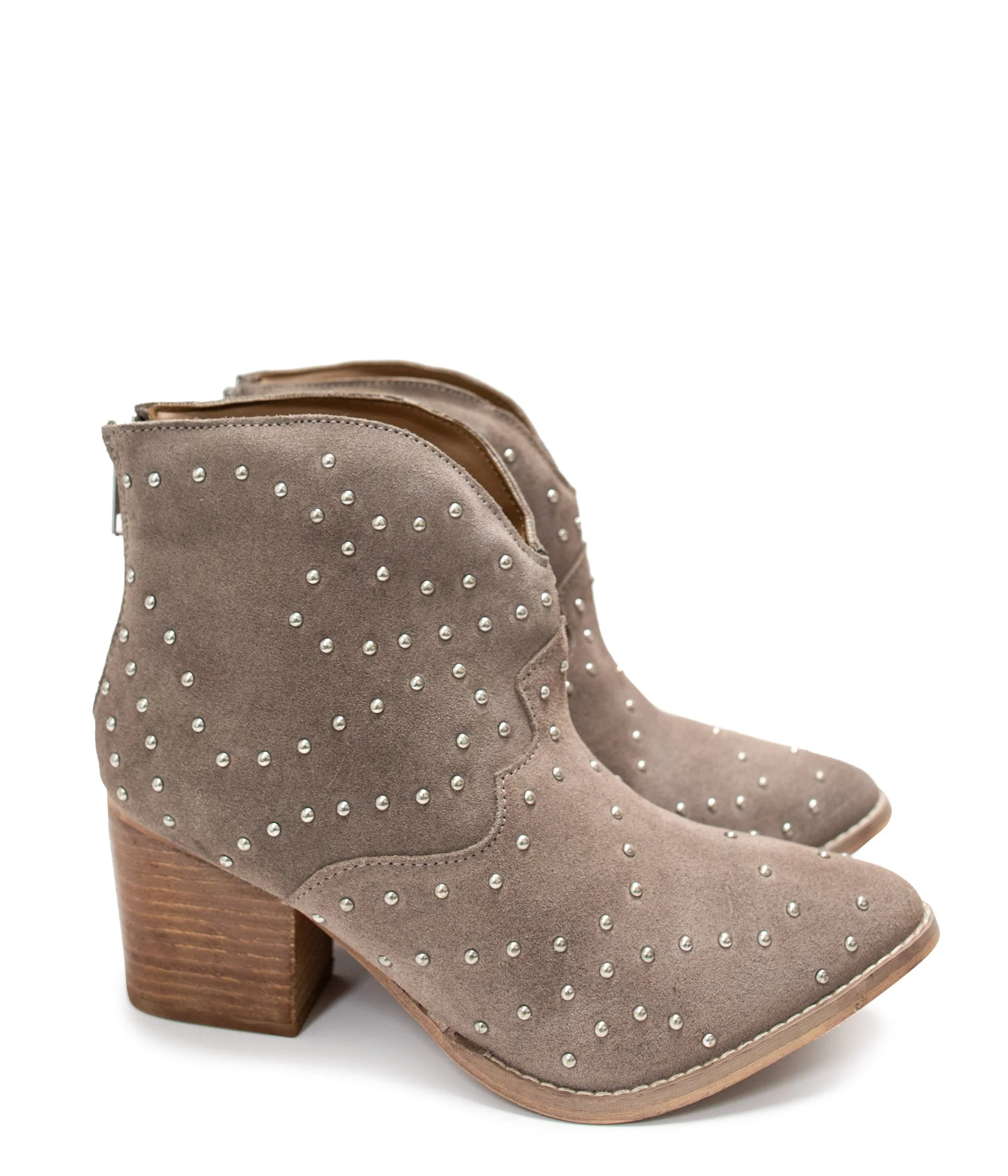 Twilight Studded Heeled Ankle Boot in Taupe - Image 10