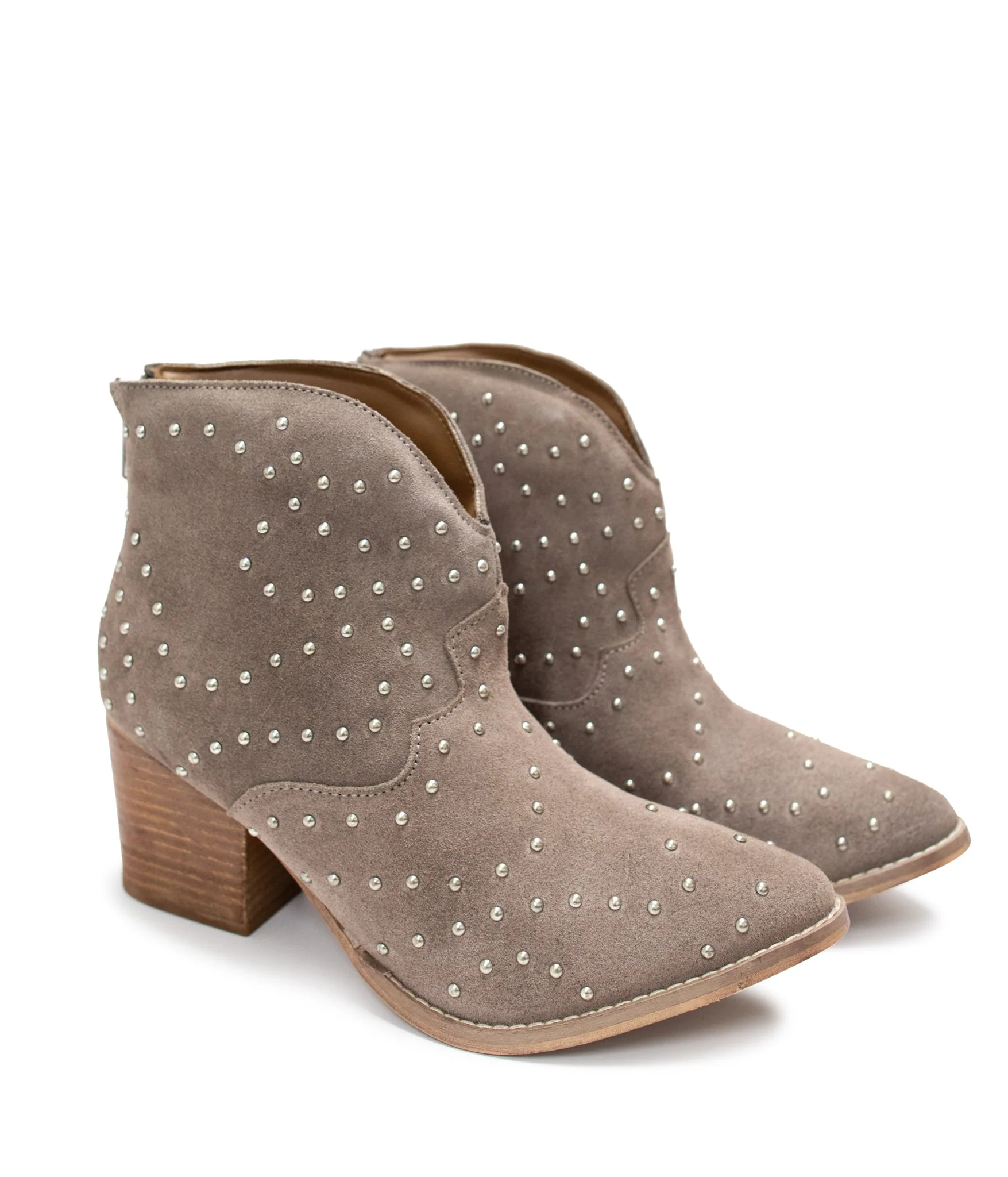Twilight Studded Heeled Ankle Boot in Taupe - Image 2