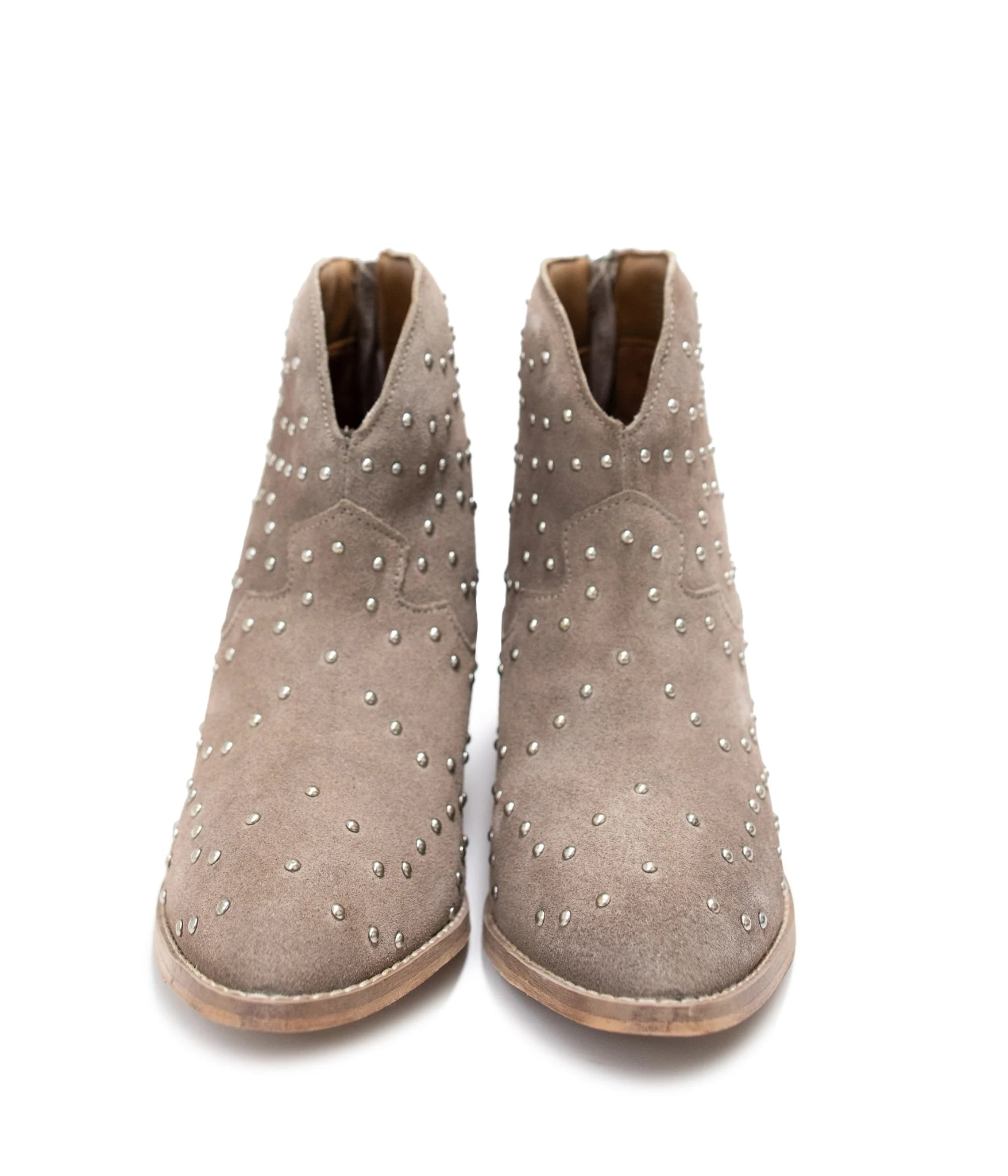 Twilight Studded Heeled Ankle Boot in Taupe - Image 9