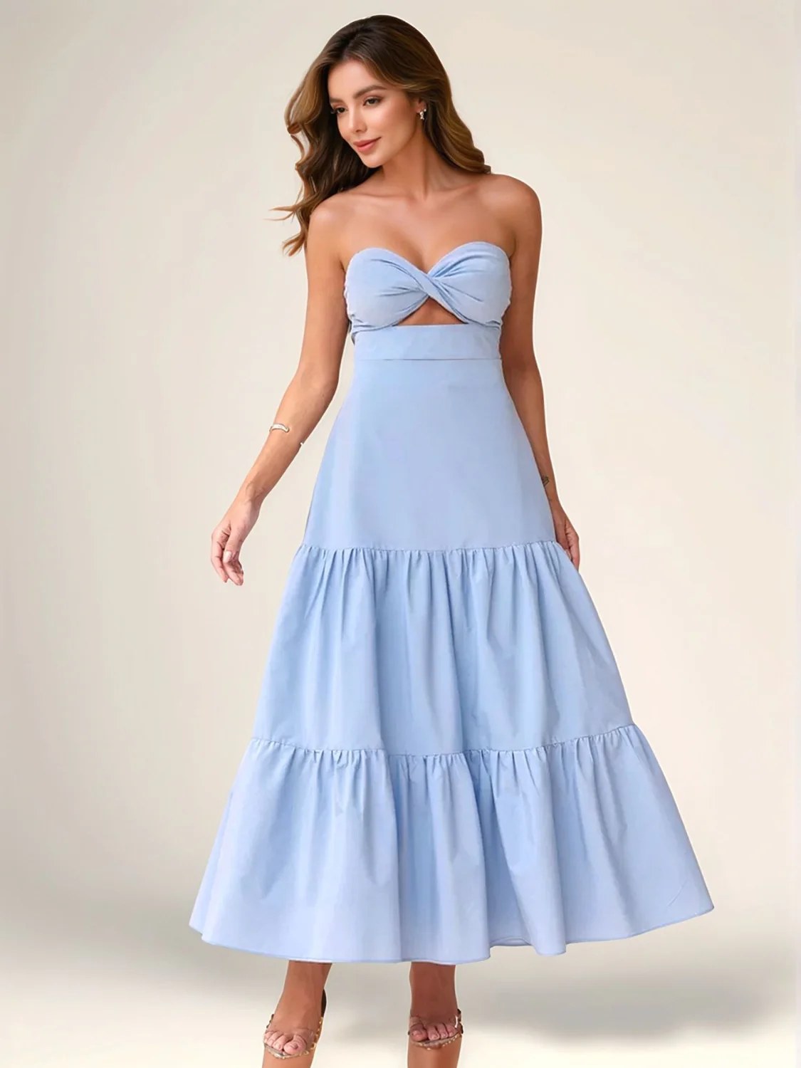 Twist Front Cutout Tiered Maxi Dress - Image 2