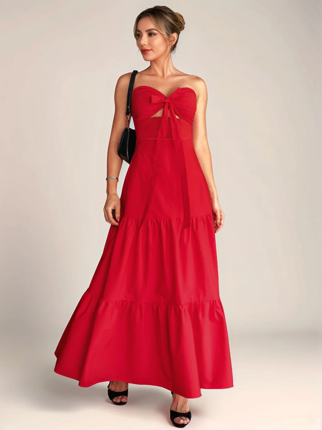 Twist Front Cutout Tiered Maxi Dress - Image 5
