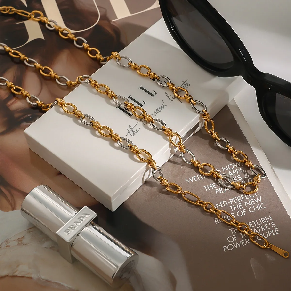 Two-Tone Chain Link Jewelry Set - Image 5
