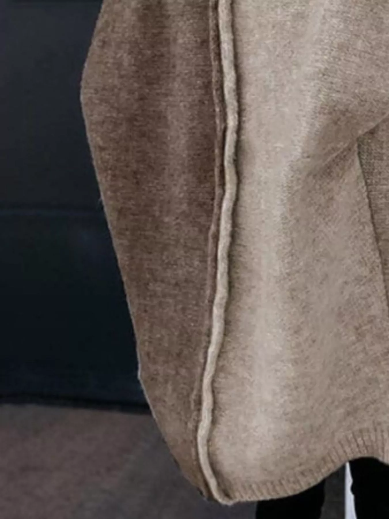 Two-Tone Open Front Knit Hooded Cardigan - Image 3