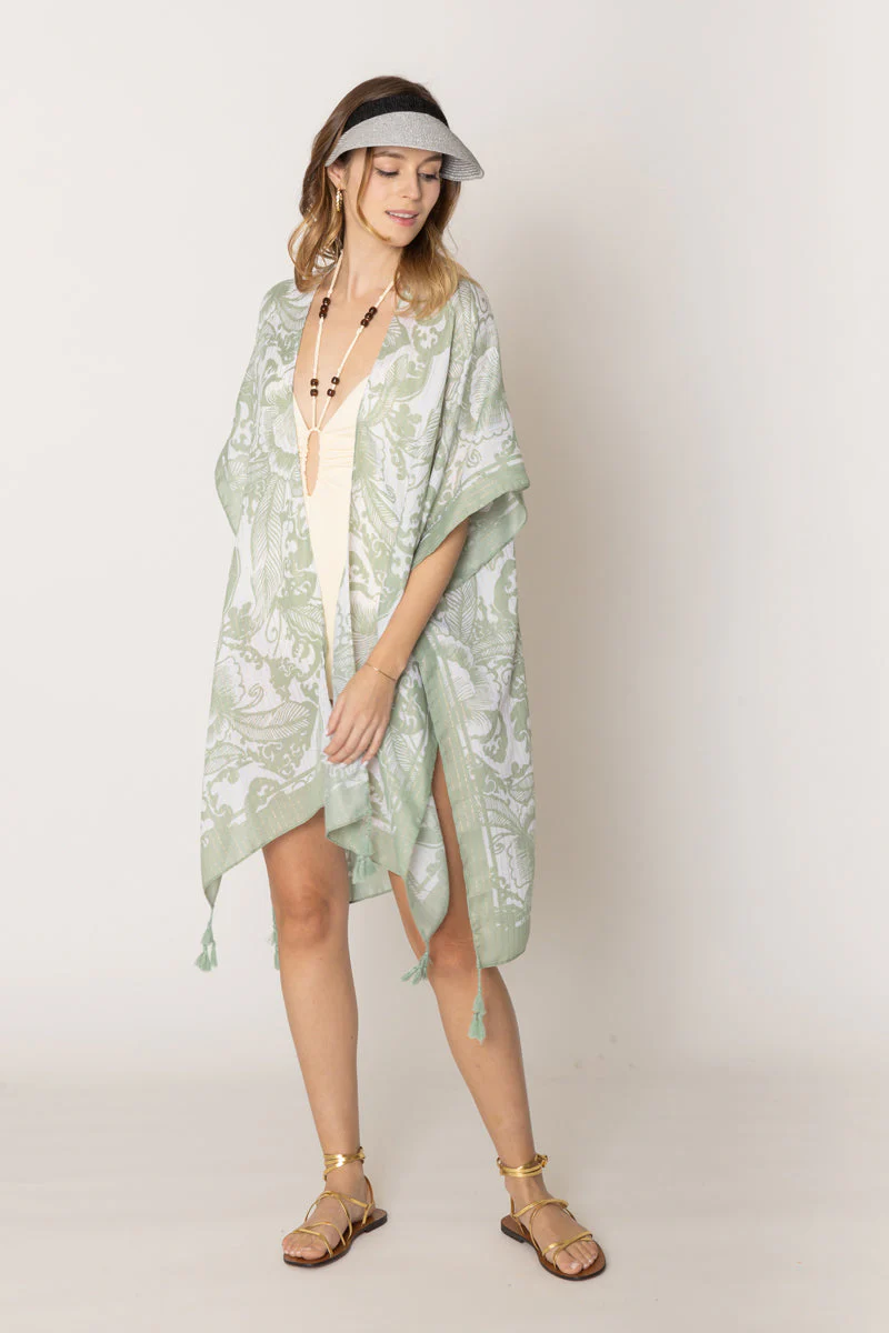 Two Tone Print Lurex Kimono - Image 3
