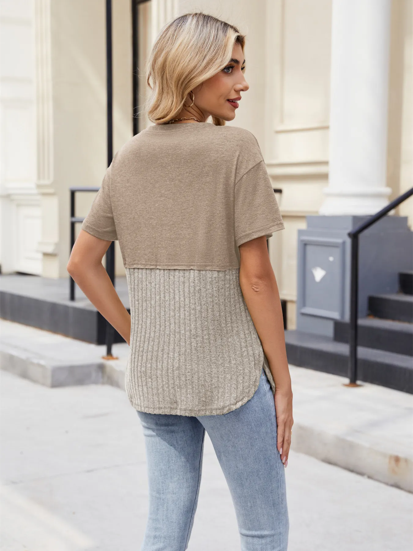 Two-Tone Short Sleeve Top - Image 12