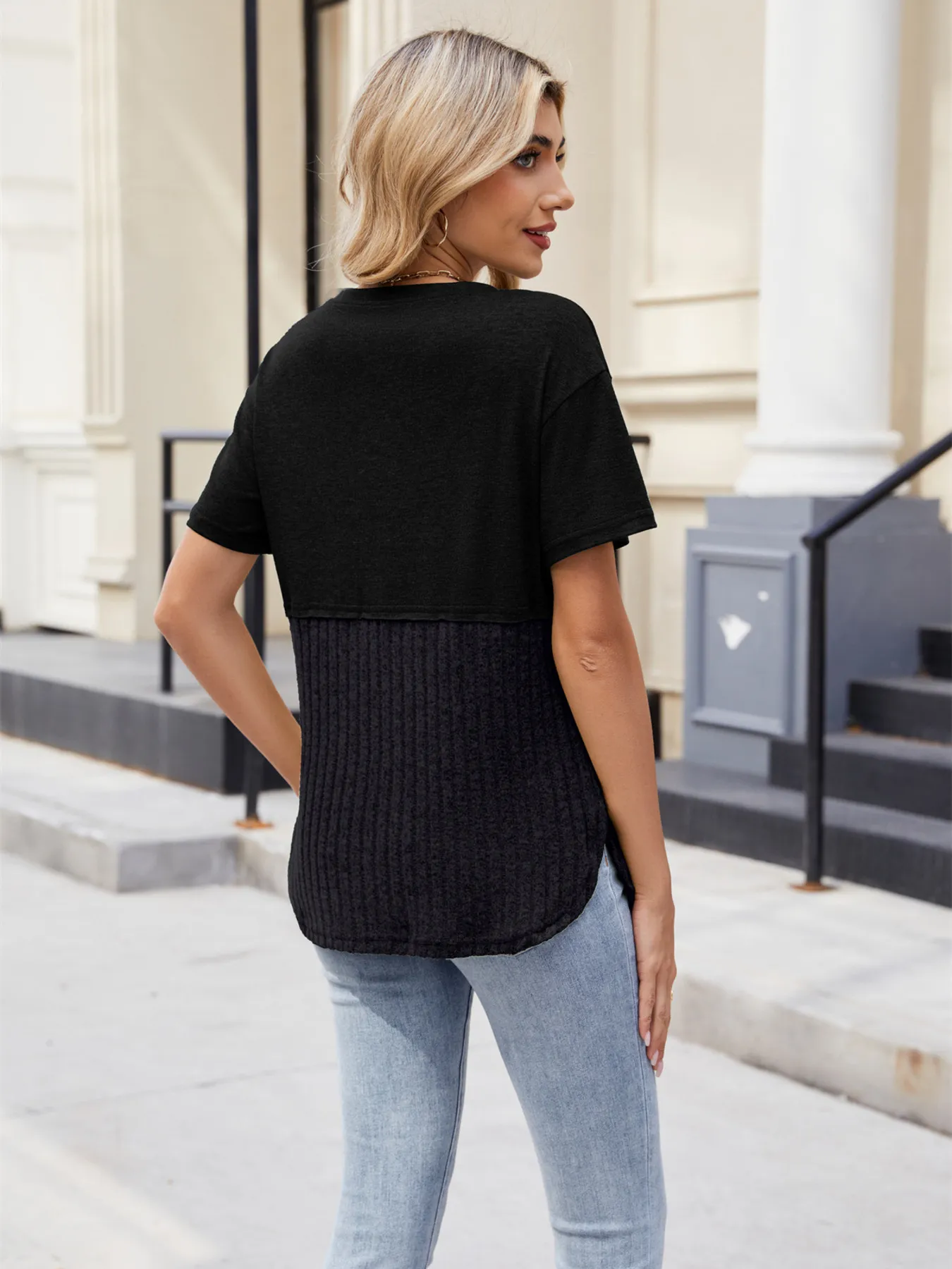 Two-Tone Short Sleeve Top - Image 16