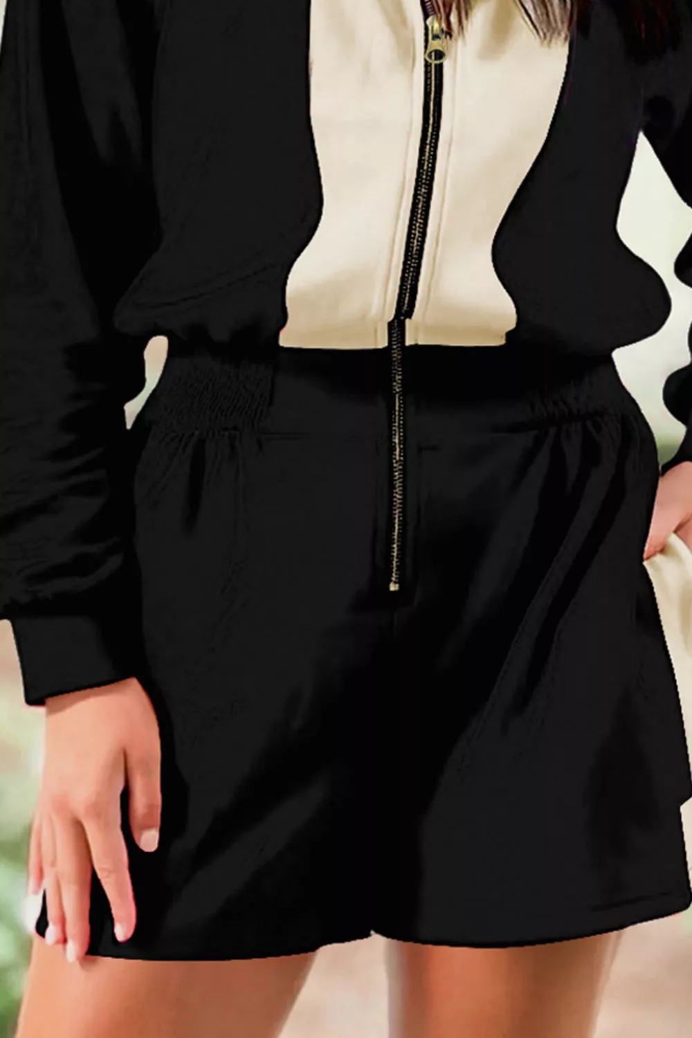 Two-Tone Zip-Up Romper - Image 3