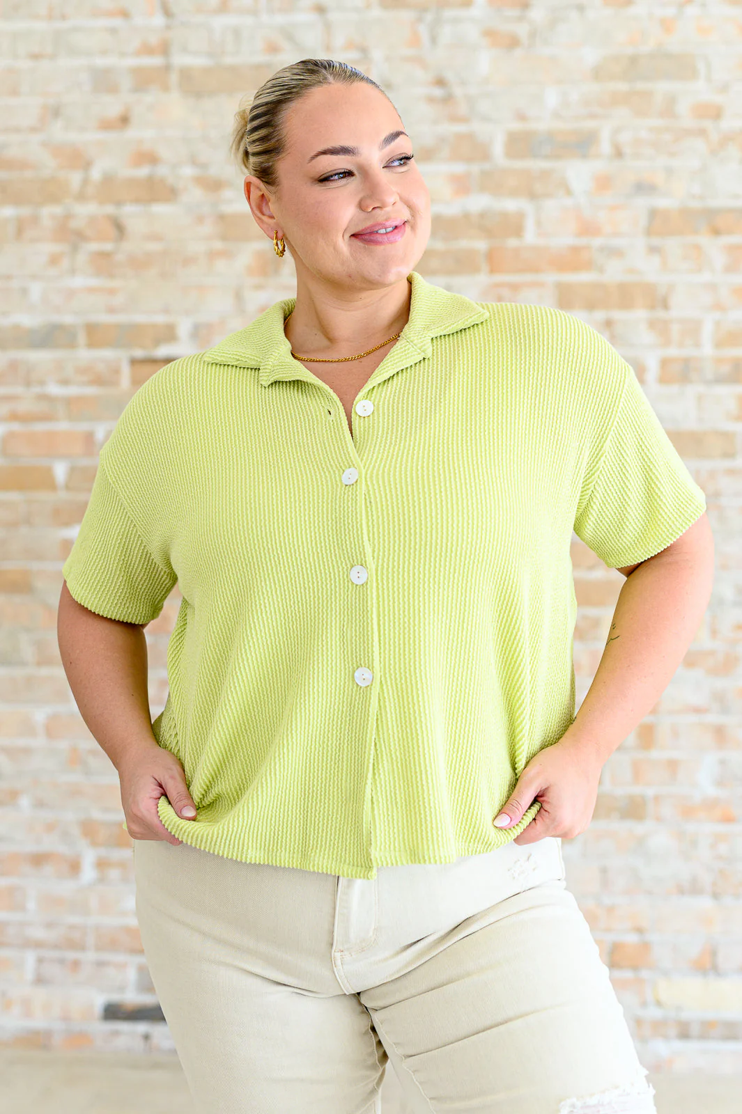 Two's Company Ribbed Button Down - Image 4