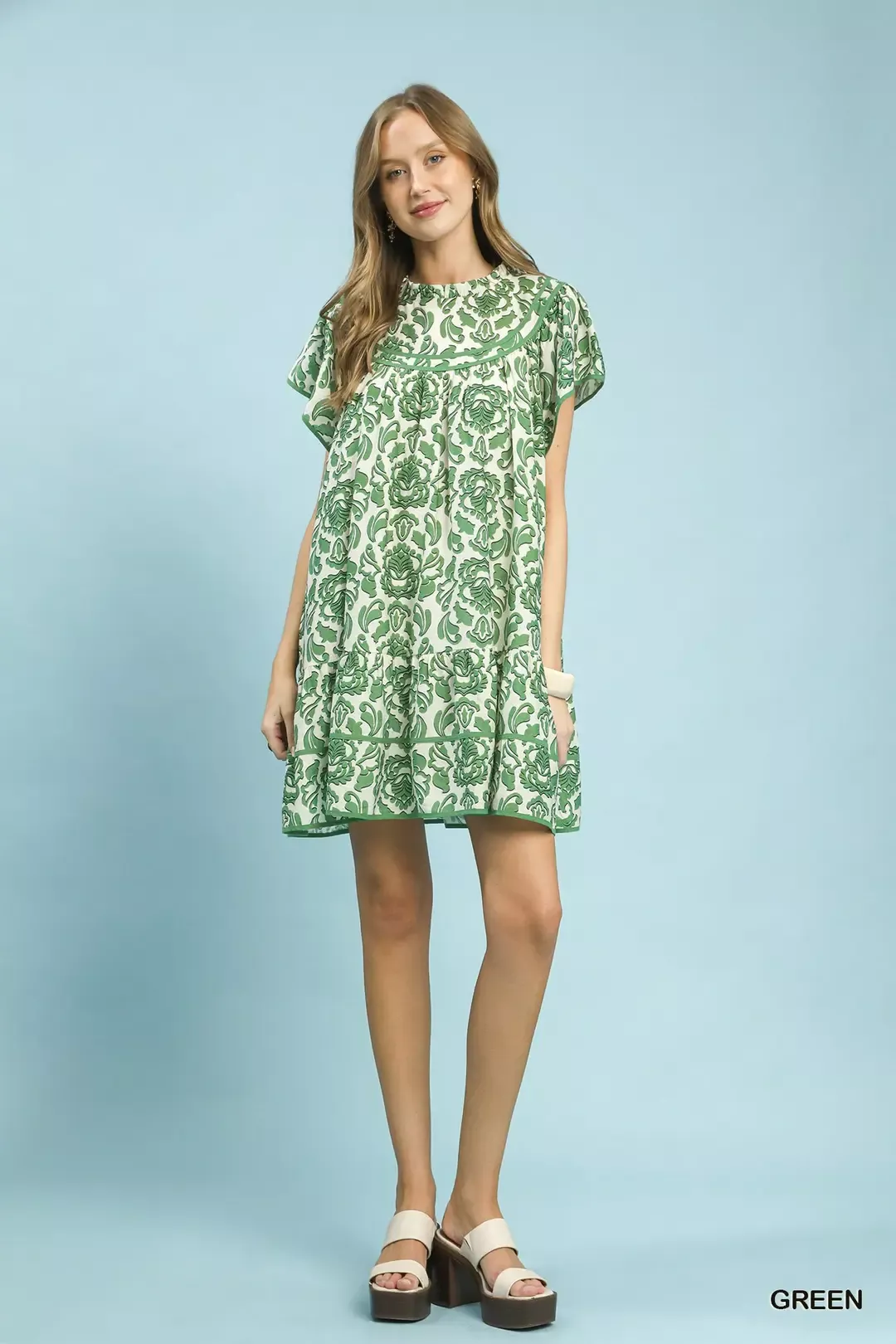 Umgee Abstract Print Babydoll Mini Dress - Image 5