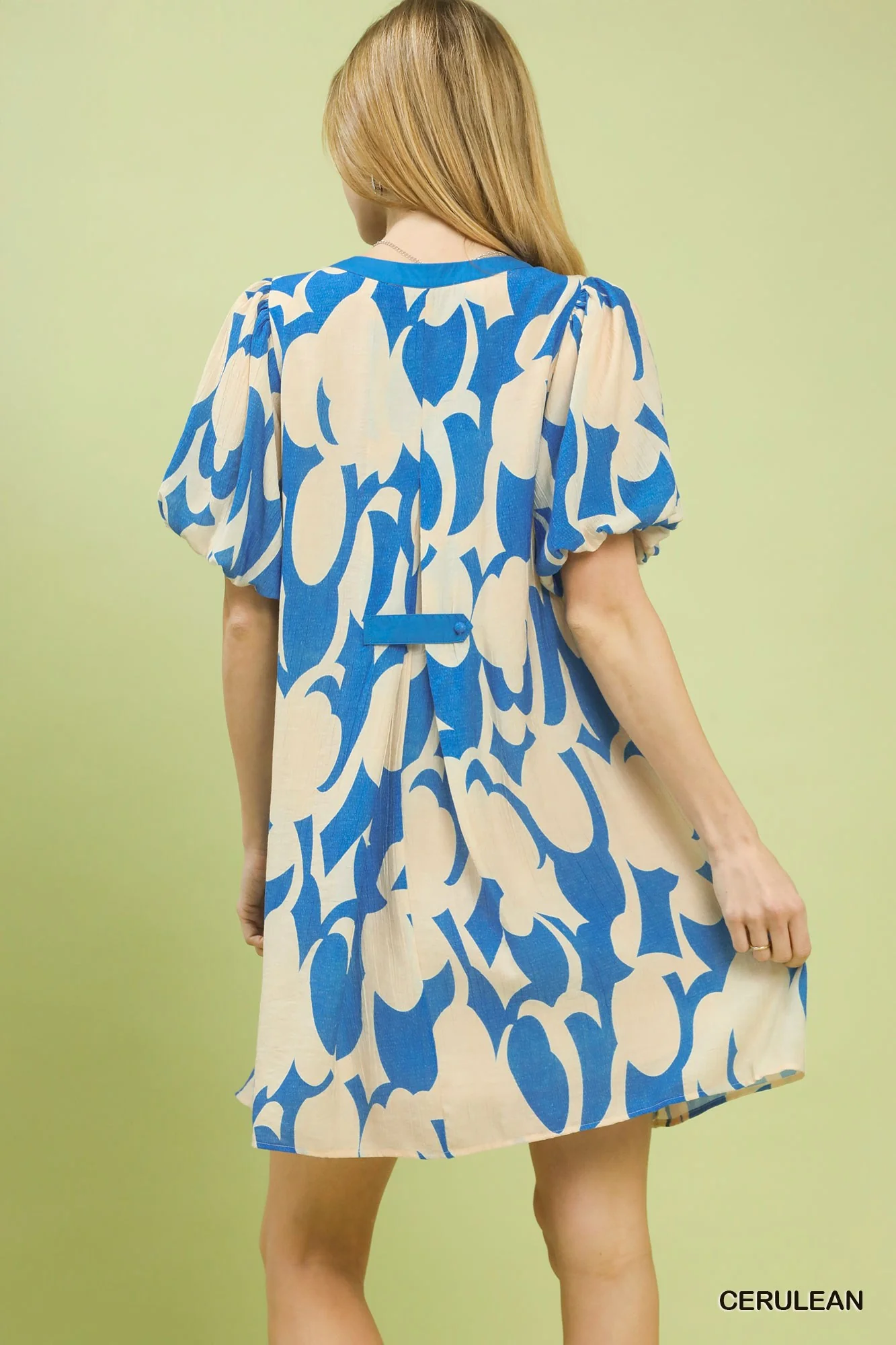 Umgee Abstract Print Puff Sleeve Shift Dress - Image 3
